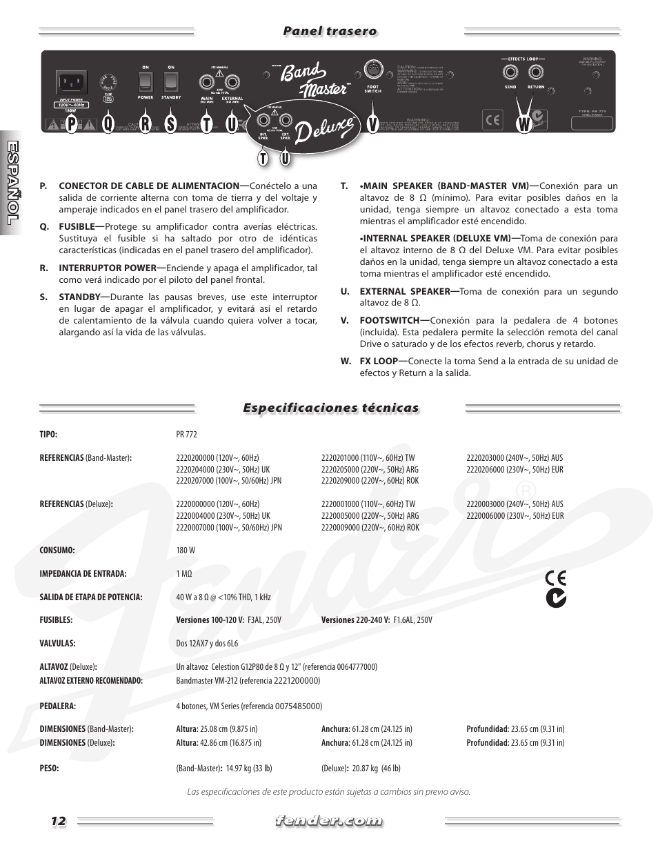Fender Band-Master & Deluxe User Manual | Page 12 / 34