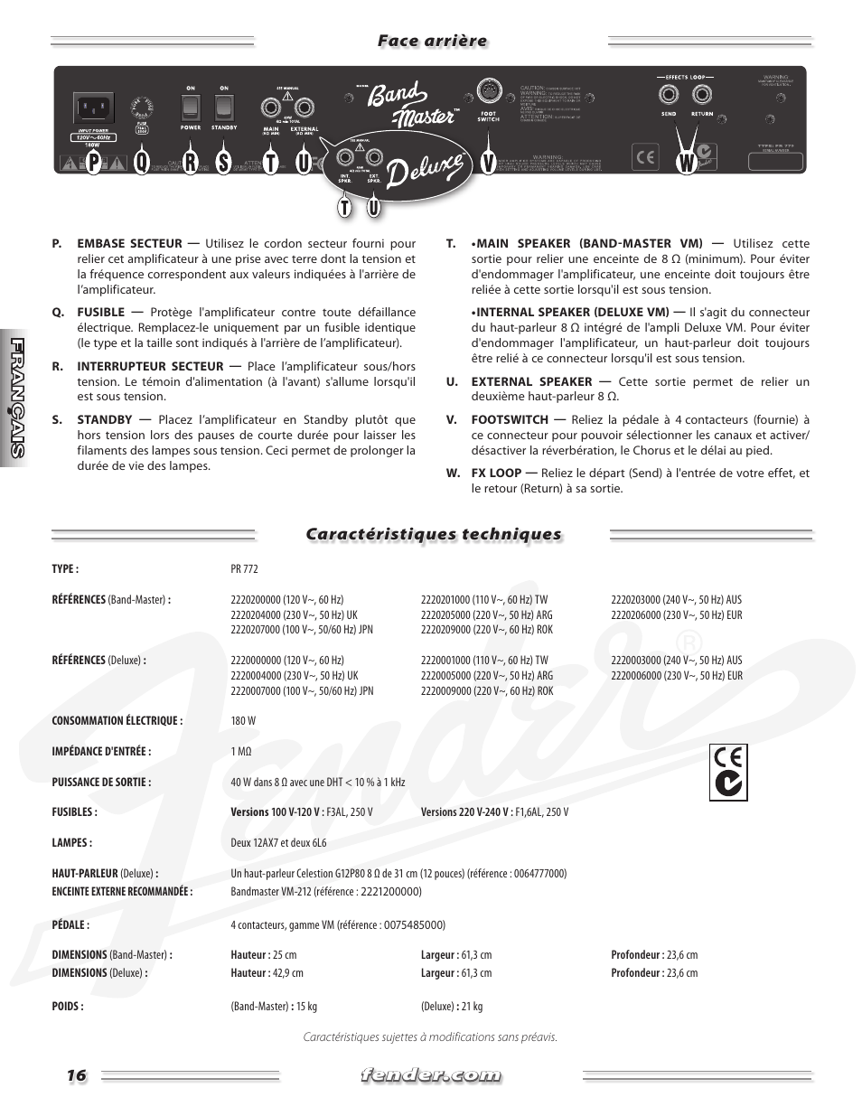 Fender Band-Master & Deluxe User Manual | Page 16 / 34