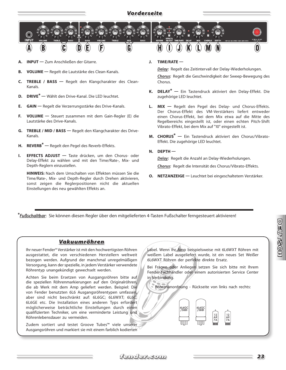 Vakuumröhren | Fender Band-Master & Deluxe User Manual | Page 23 / 34