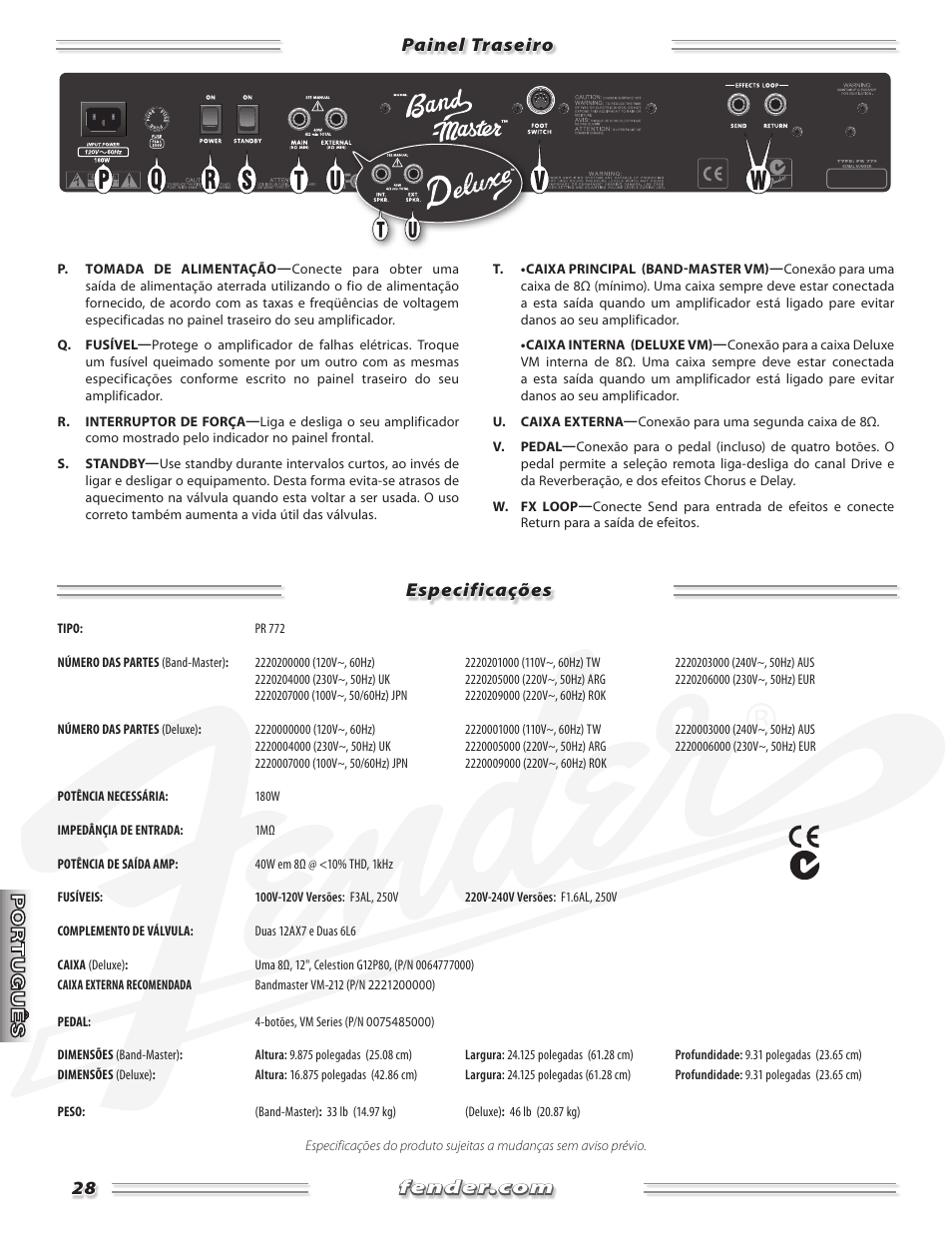 Fender Band-Master & Deluxe User Manual | Page 28 / 34