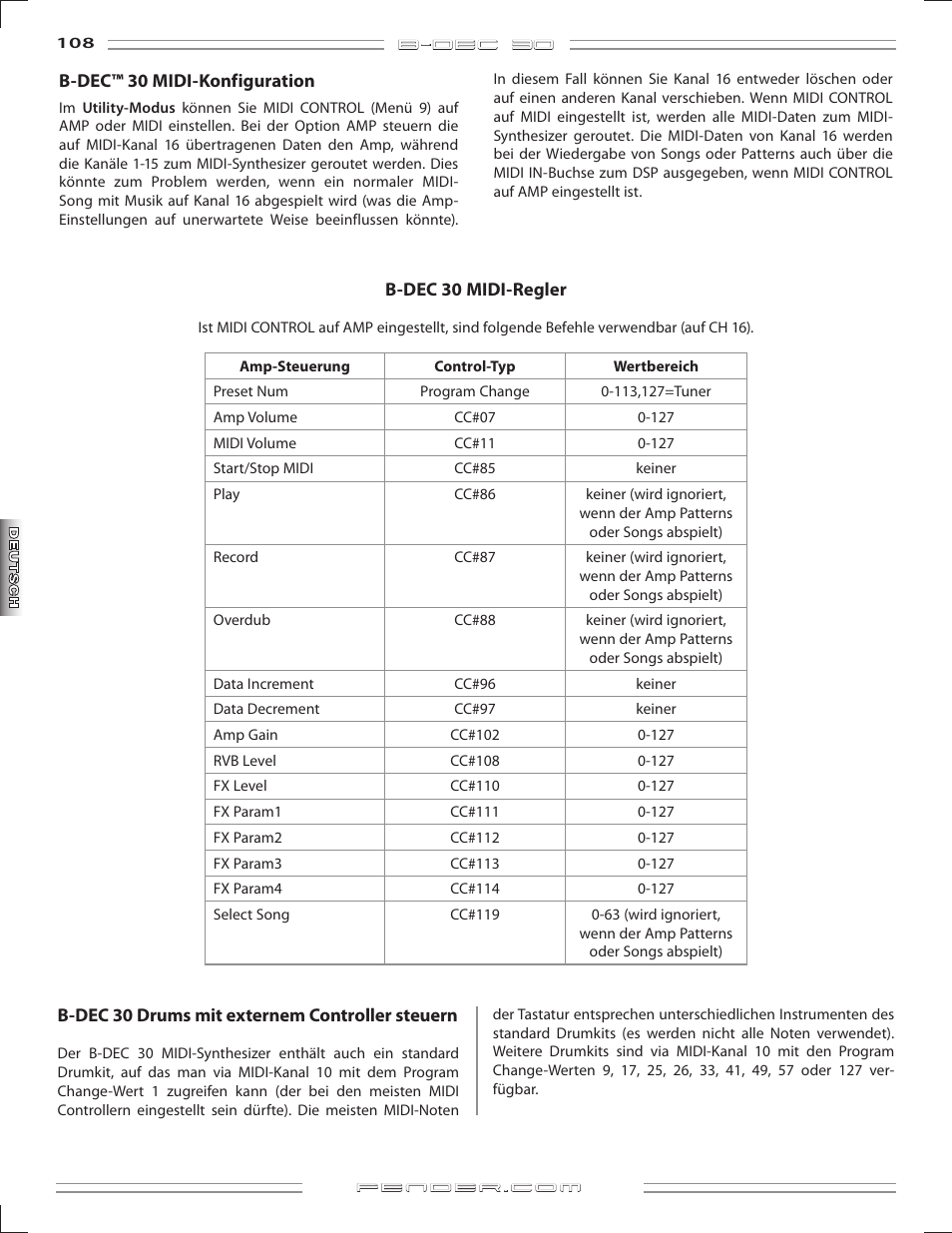 Fender B-DEC 30 User Manual | Page 108 / 156