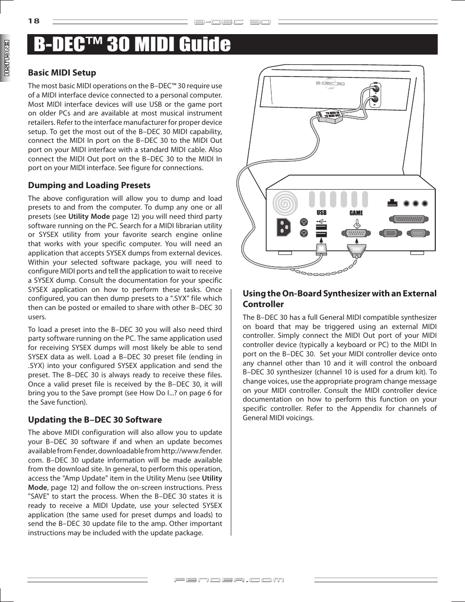 B-dec™ 30 midi guide | Fender B-DEC 30 User Manual | Page 18 / 156