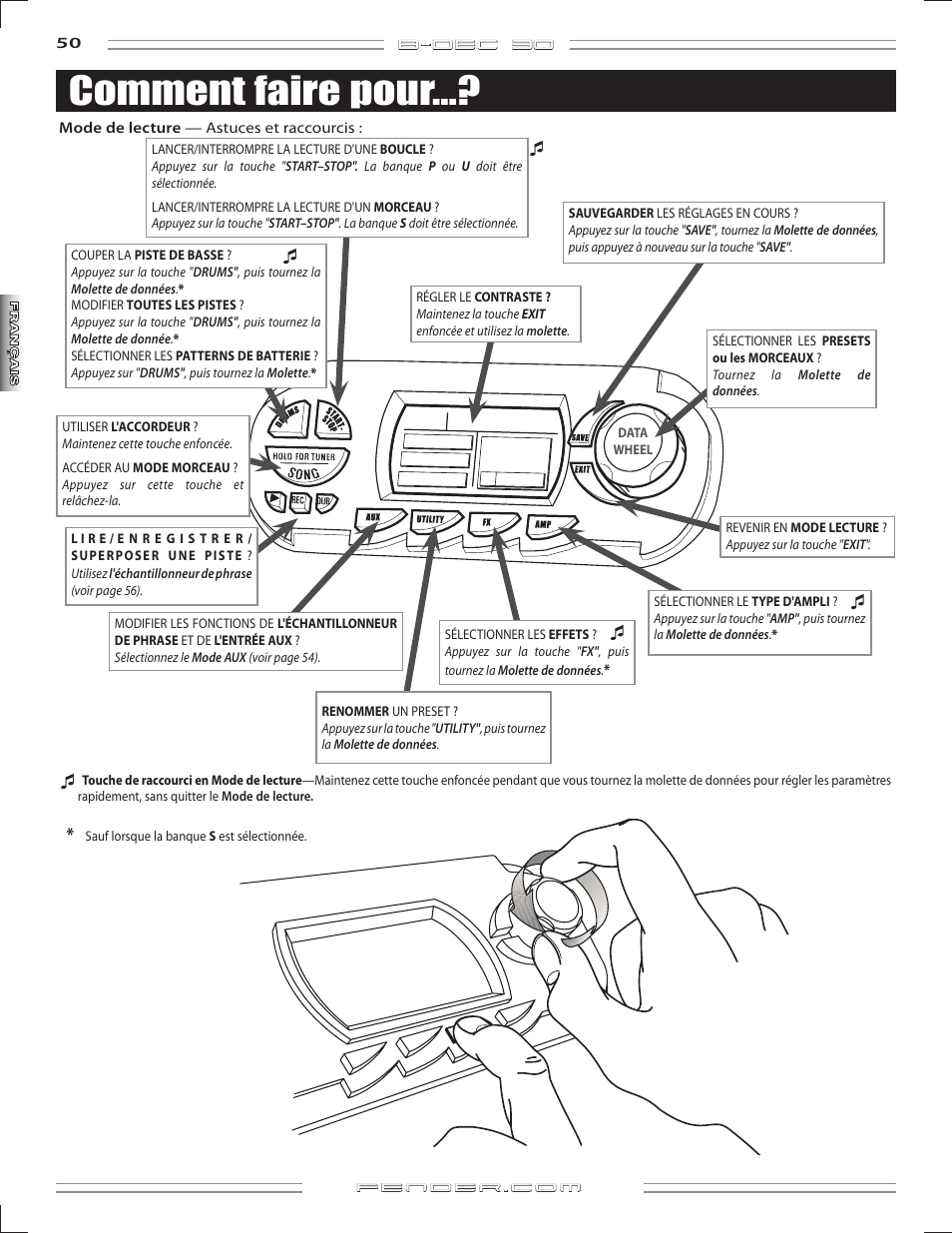 Comment faire pour | Fender B-DEC 30 User Manual | Page 50 / 156