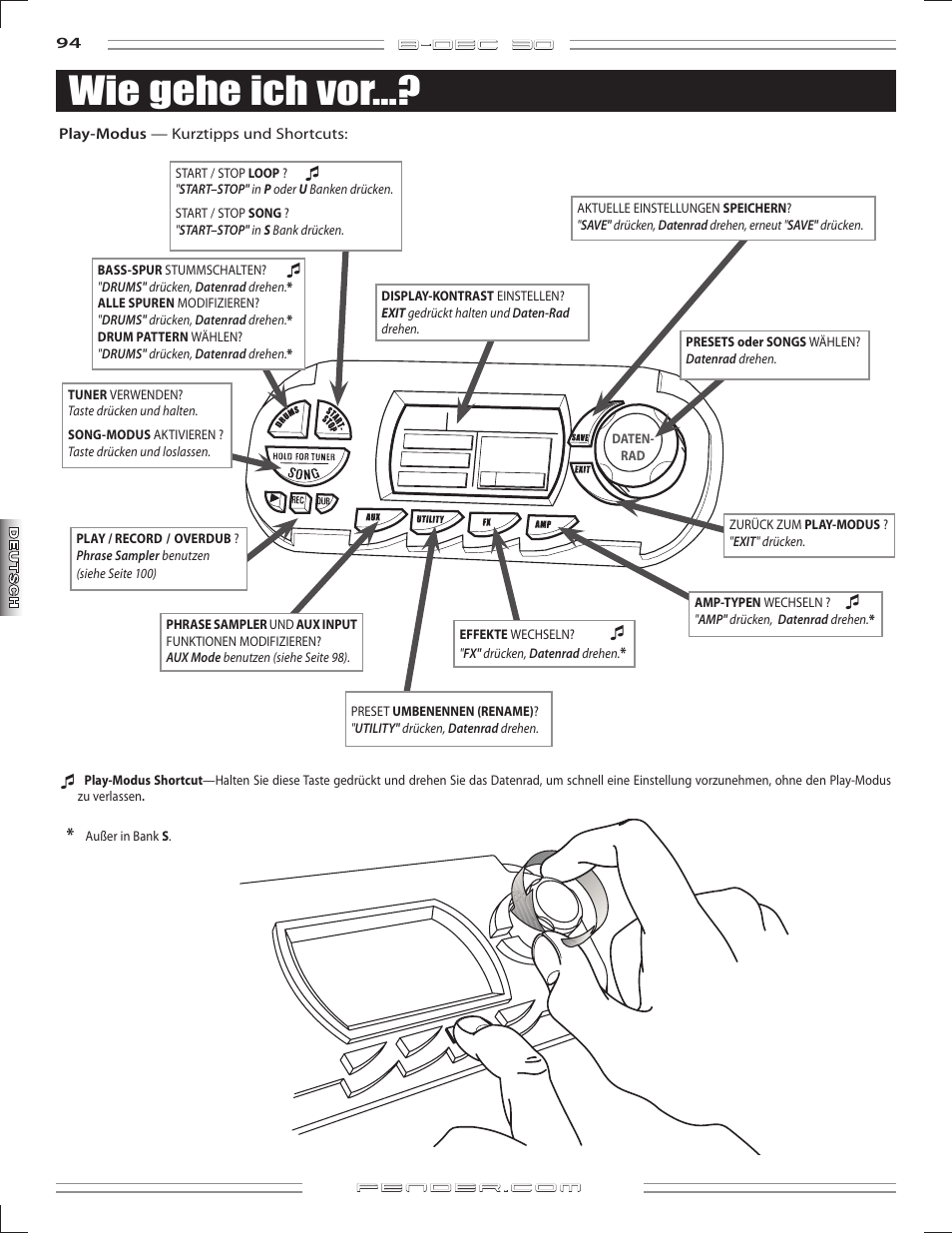 Wie gehe ich vor | Fender B-DEC 30 User Manual | Page 94 / 156