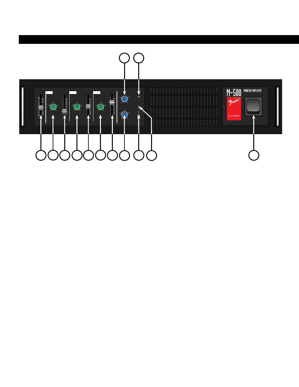 Description of features front panel | Fender SPL-M500 User Manual | Page 4 / 8