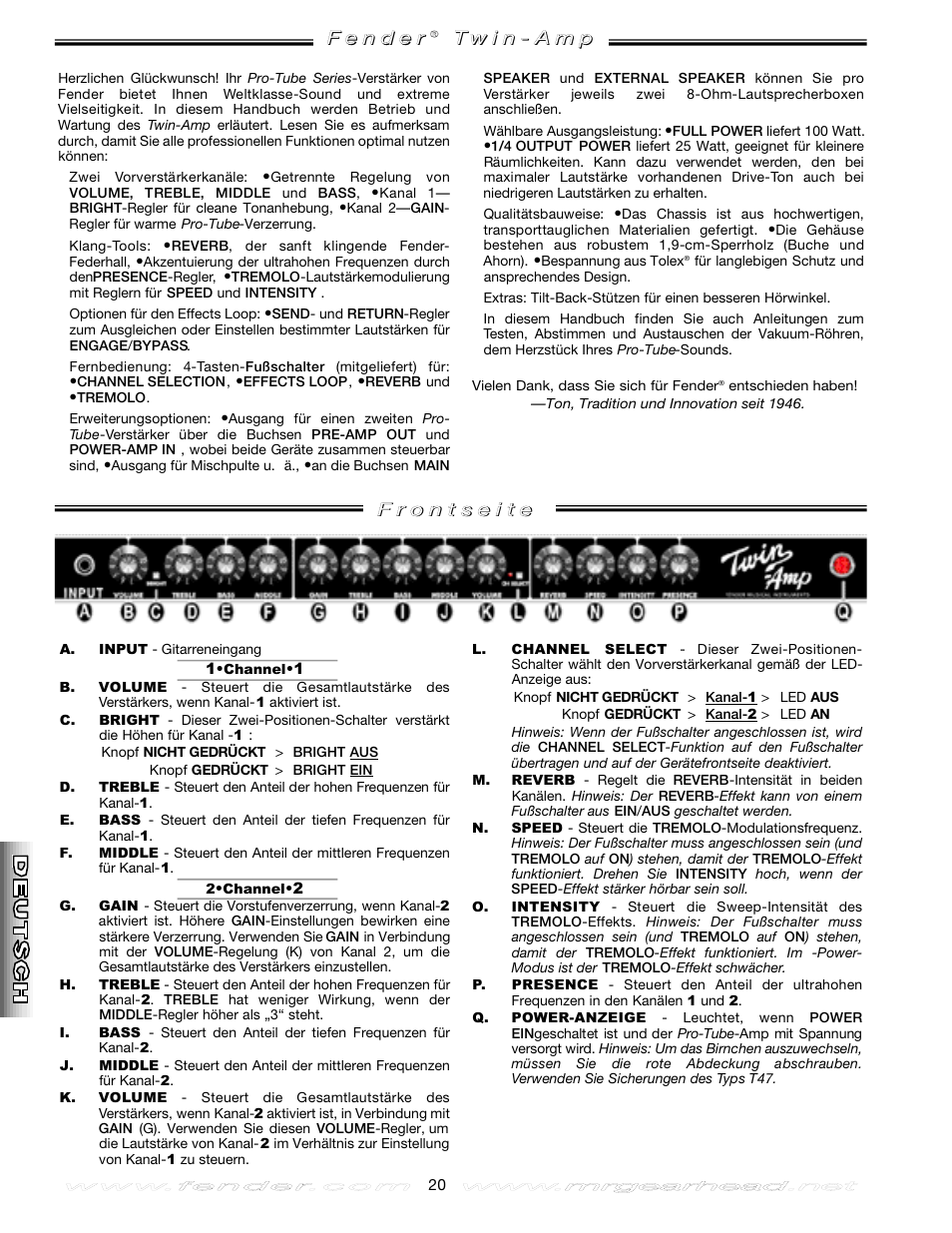 Fender Twin Amp User Manual | Page 20 / 28