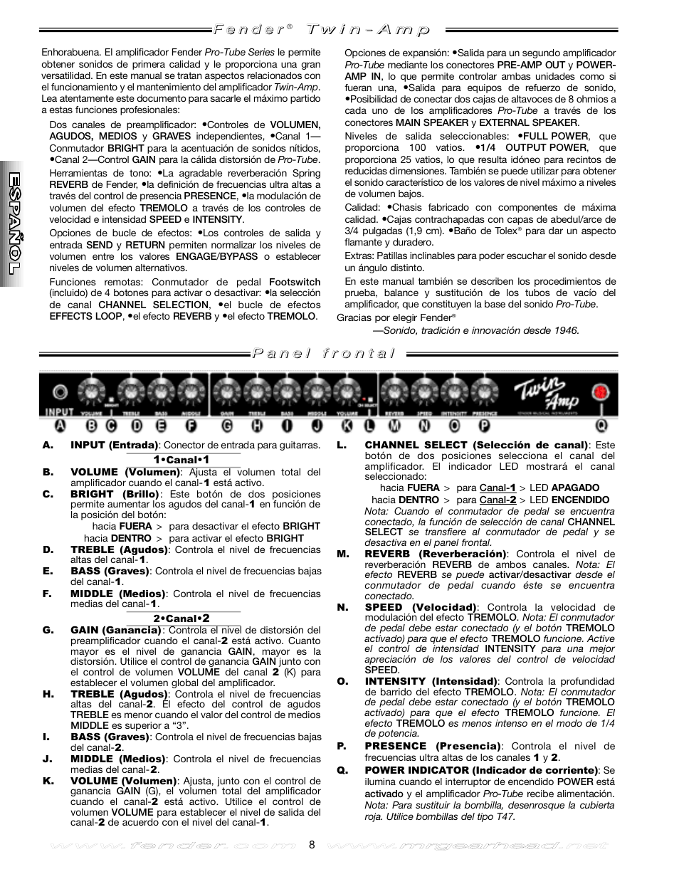 Fender Twin Amp User Manual | Page 8 / 28