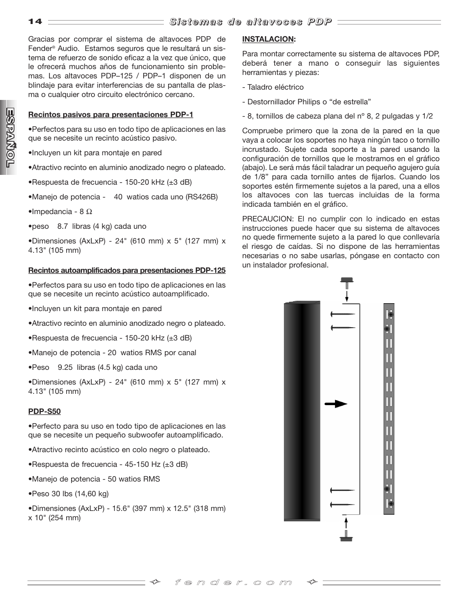 Fender PDP-S50 User Manual | Page 14 / 38