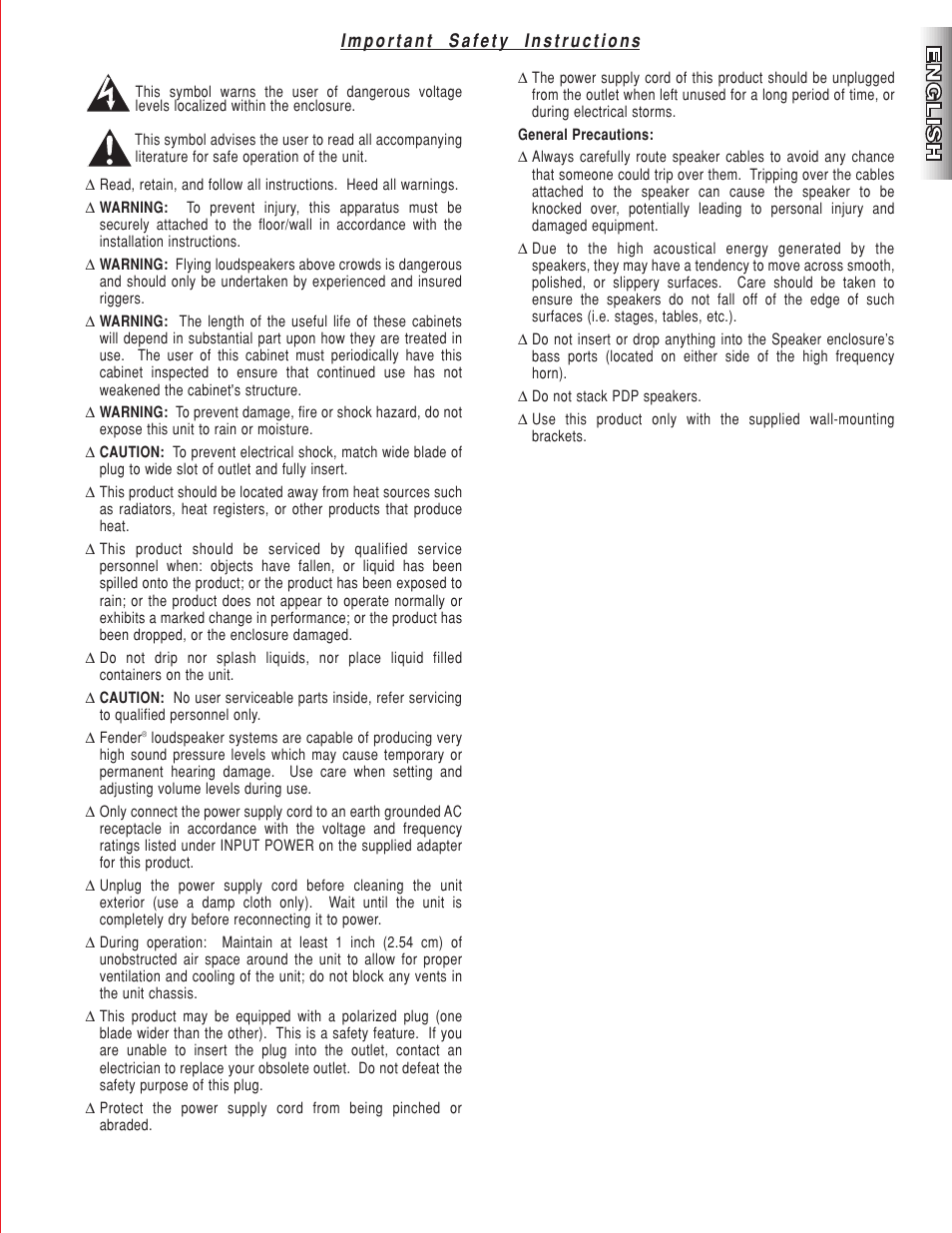 Fender PDP-S50 User Manual | Page 3 / 38