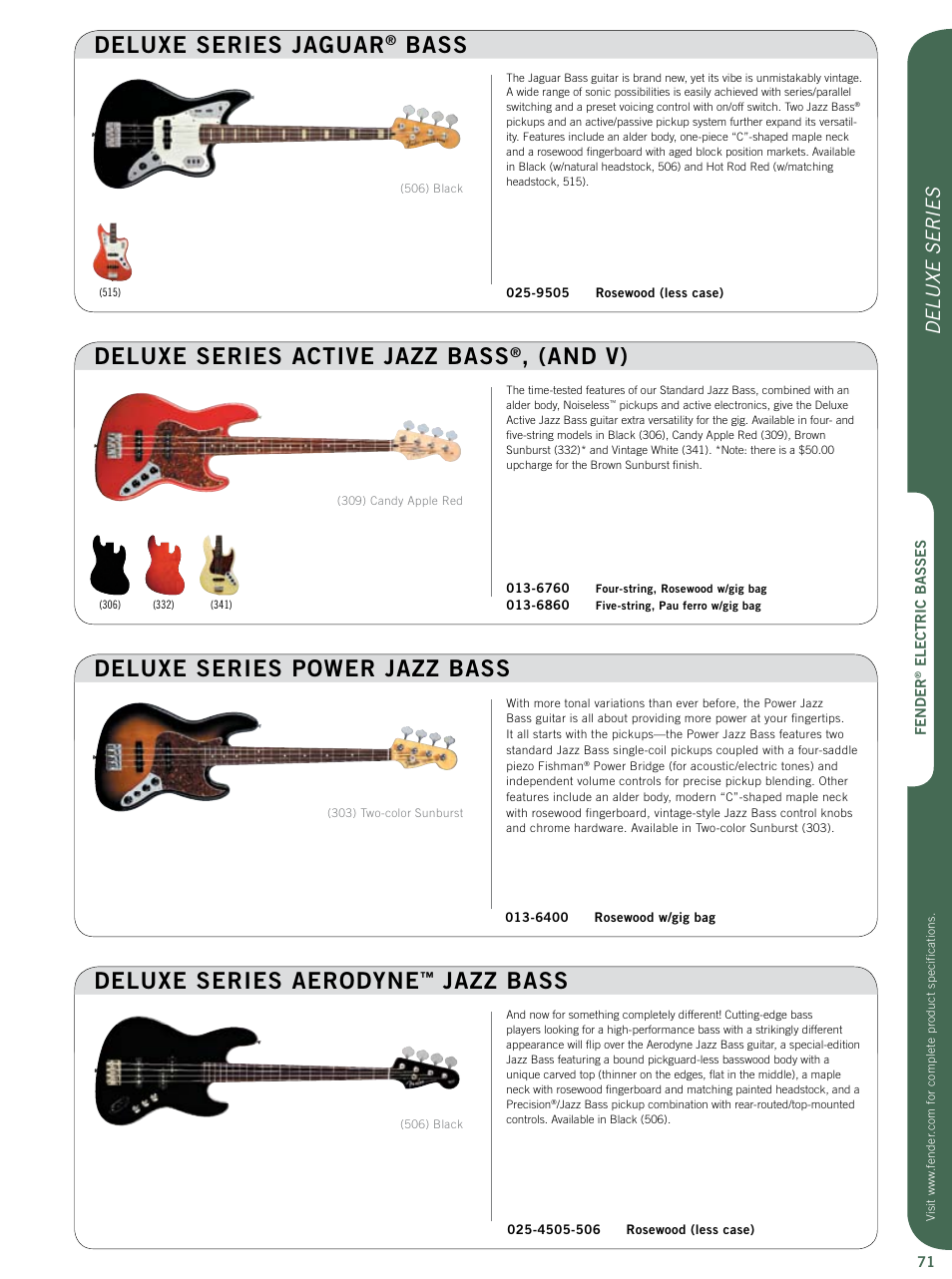 Deluxe series aerodyne, And v) deluxe series jaguar, Bass | Deluxe series | Fender Artist Series User Manual | Page 10 / 12