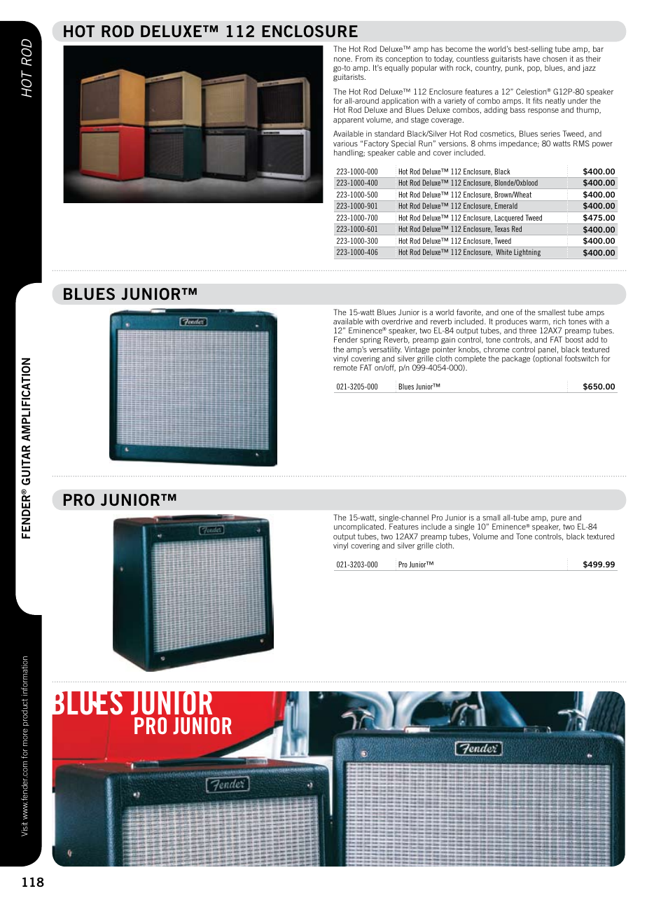 Hot rod deluxe™ 112 enclosure, Blues junior, Pro junior | Hot rod | Fender 57 deluxe User Manual | Page 11 / 22