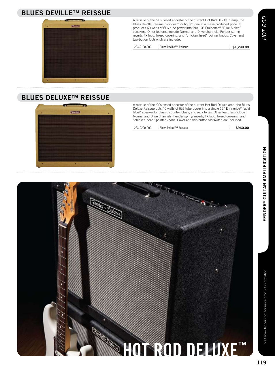 Hot rod deluxe, Blues deville™ reissue, Blues deluxe™ reissue | Hot rod | Fender 57 deluxe User Manual | Page 12 / 22