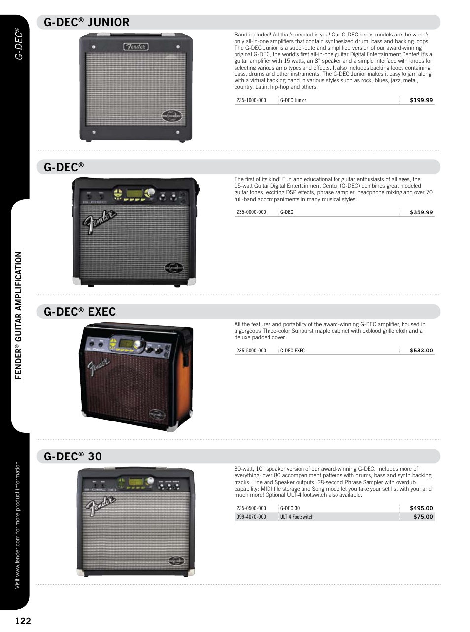 G-dec, Junior, Exec | G-de c | Fender 57 deluxe User Manual | Page 15 / 22