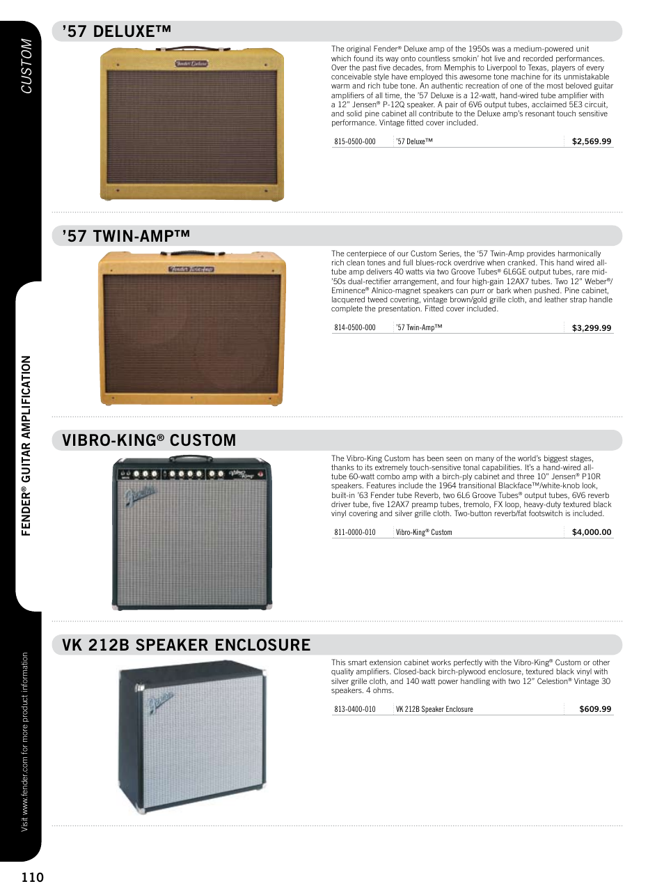 57 deluxe, 57 twin-amp, Vibro-king | Vk 212b speaker enclosure, Custom, Fender, Guit ar a mpli fica tion | Fender 57 deluxe User Manual | Page 3 / 22