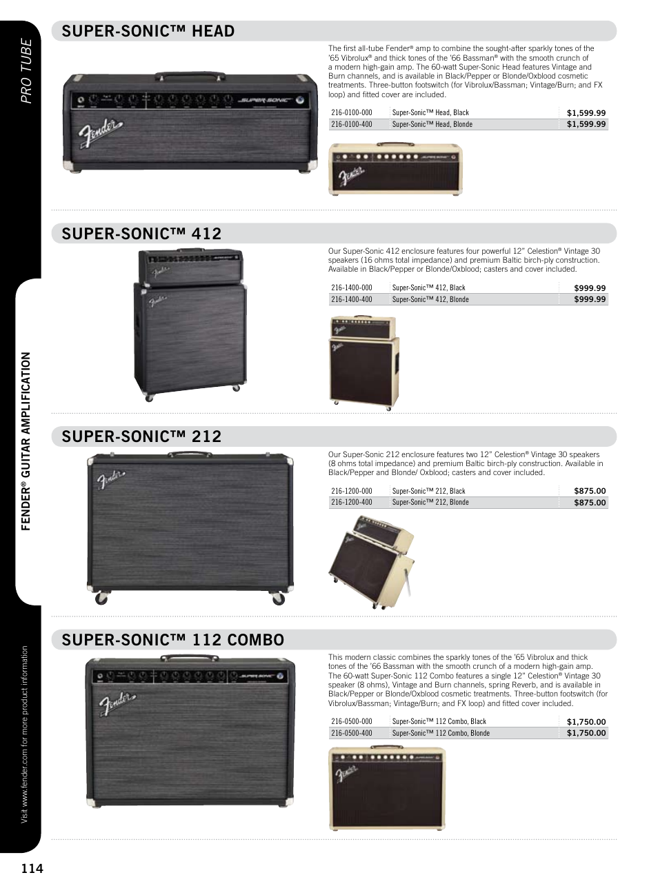 Super-sonic, Super-sonic™ head, Super-sonic™ 412 | Super-sonic™ 212, Super-sonic™ 112 combo, Pr o tube | Fender 57 deluxe User Manual | Page 7 / 22
