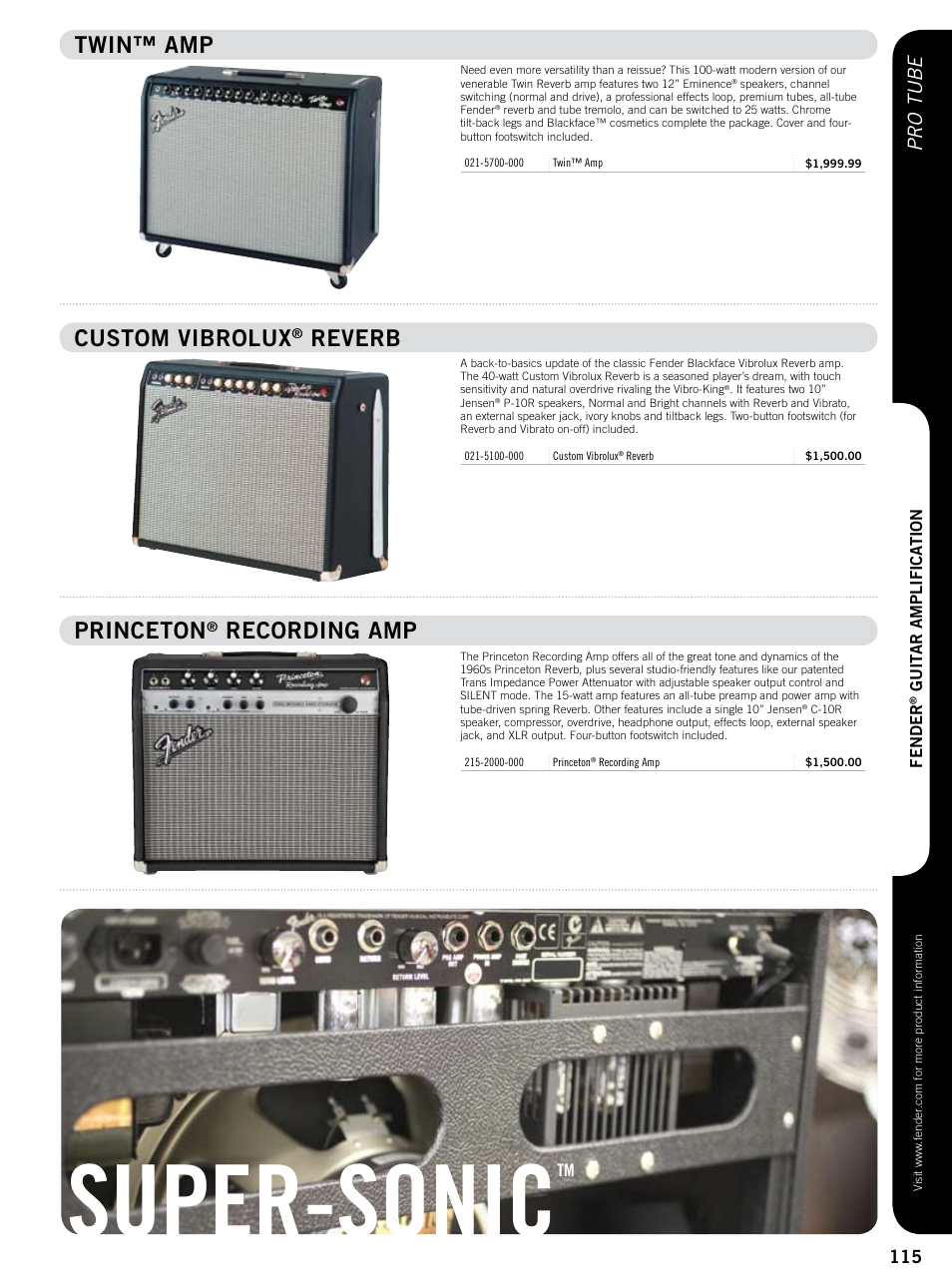 Super-sonic, Twin™ amp, Custom vibrolux | Reverb, Princeton, Recording amp, Pr o tube | Fender 57 deluxe User Manual | Page 8 / 22