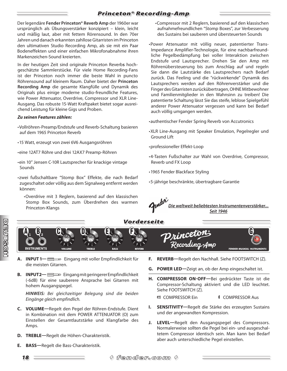 Fender Princeton Reverb Amp User Manual | Page 18 / 28