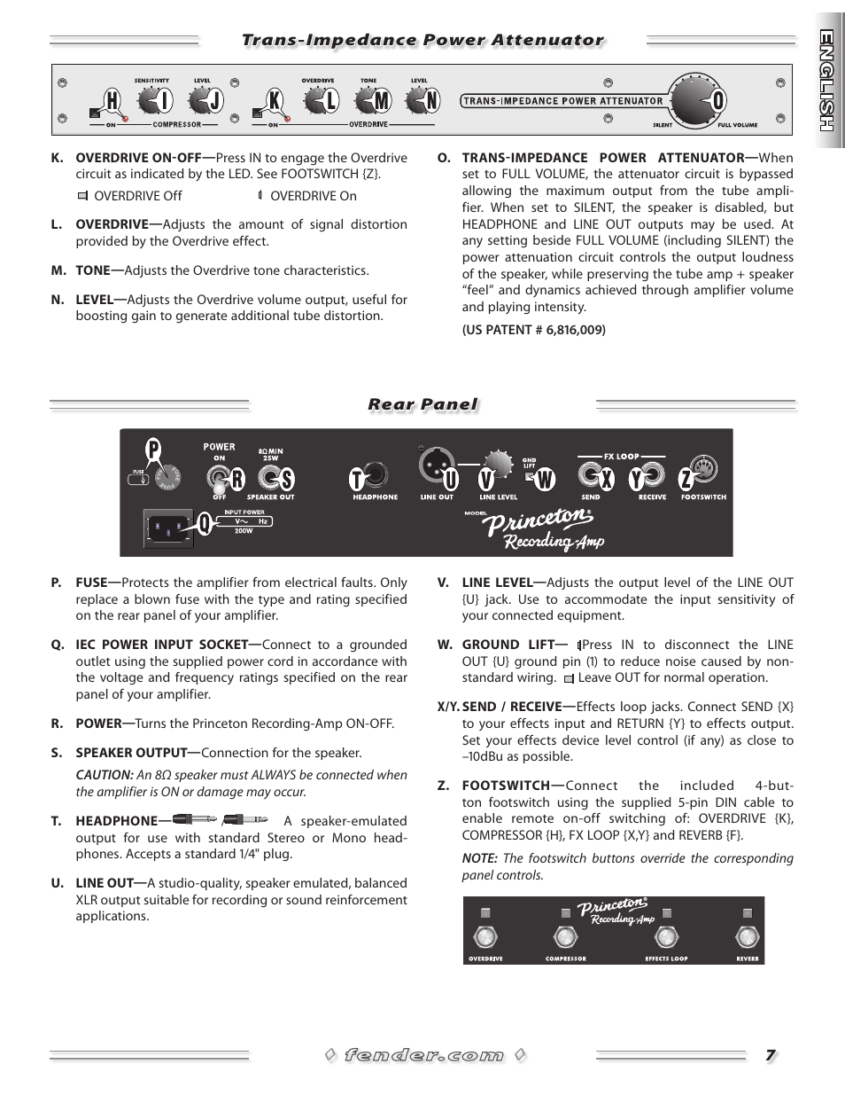 Fender Princeton Reverb Amp User Manual | Page 7 / 28