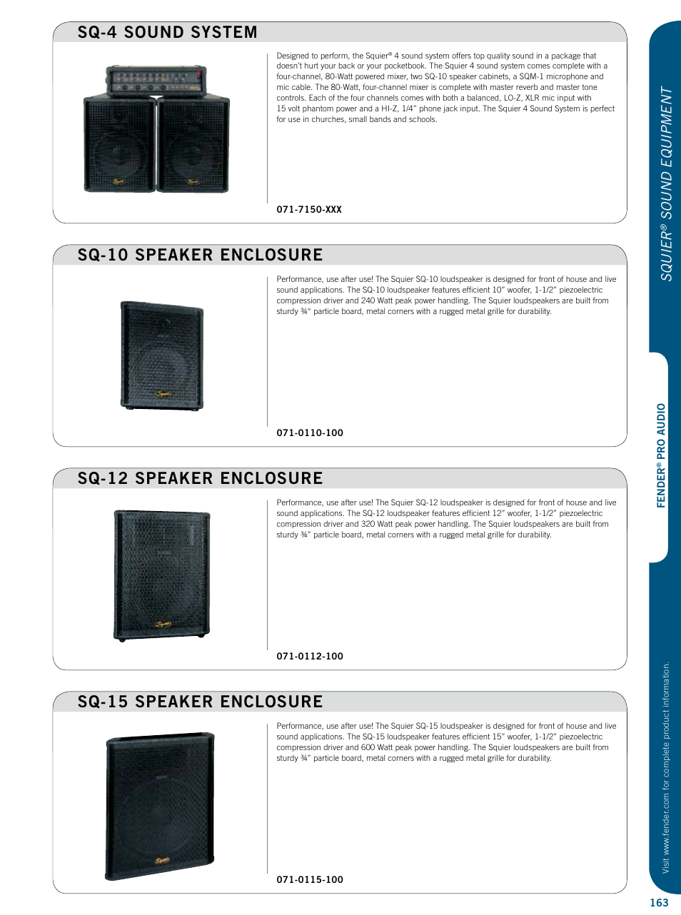 Squier, Sound equipment | Fender PASSPORT Serie User Manual | Page 10 / 13