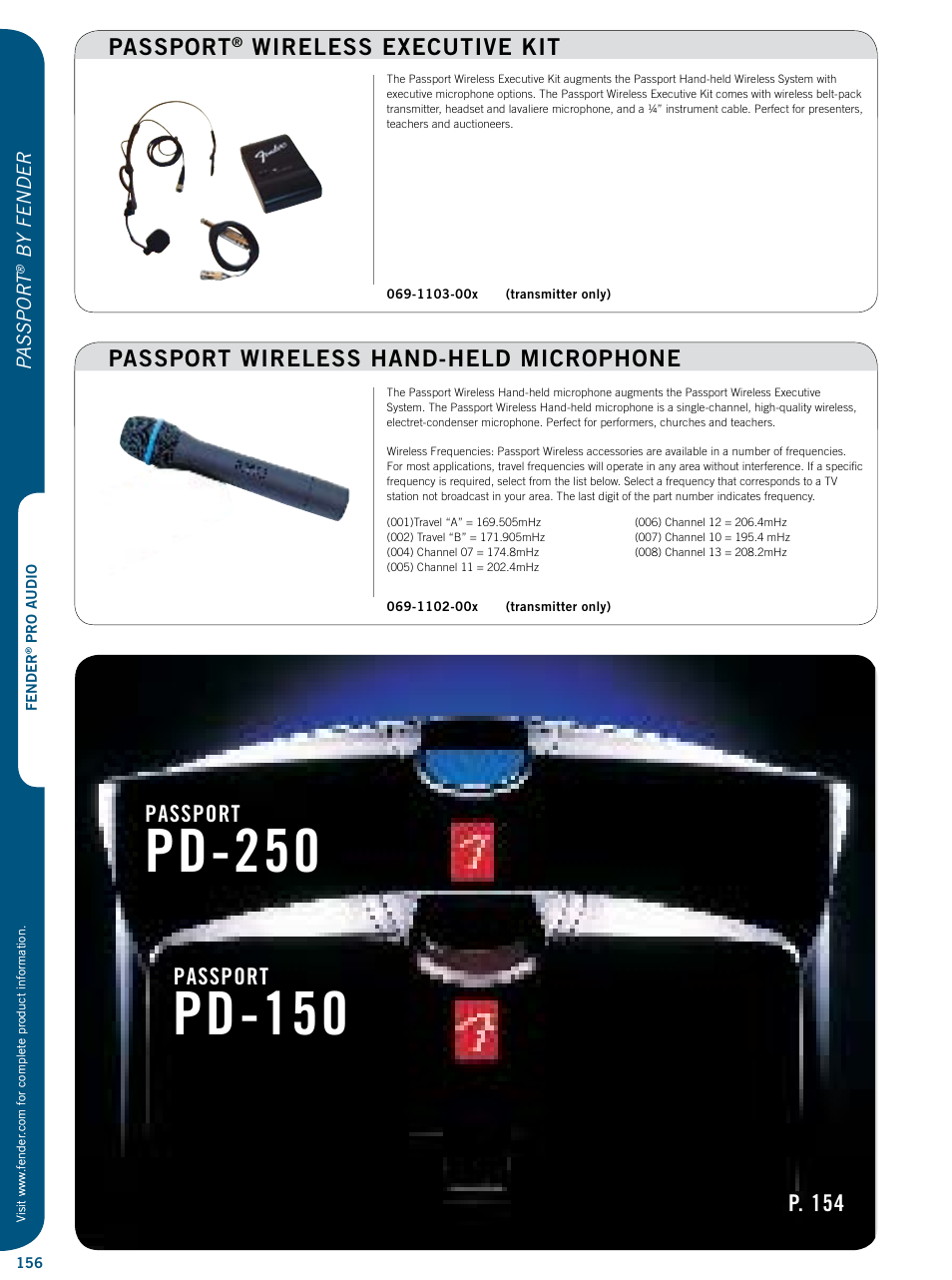 Pd-250, Pd-150, Passport wireless hand-held microphone passport | Wireless executive kit, Passport, P. 154 passport, Passpor t, By fender | Fender PASSPORT Serie User Manual | Page 3 / 13