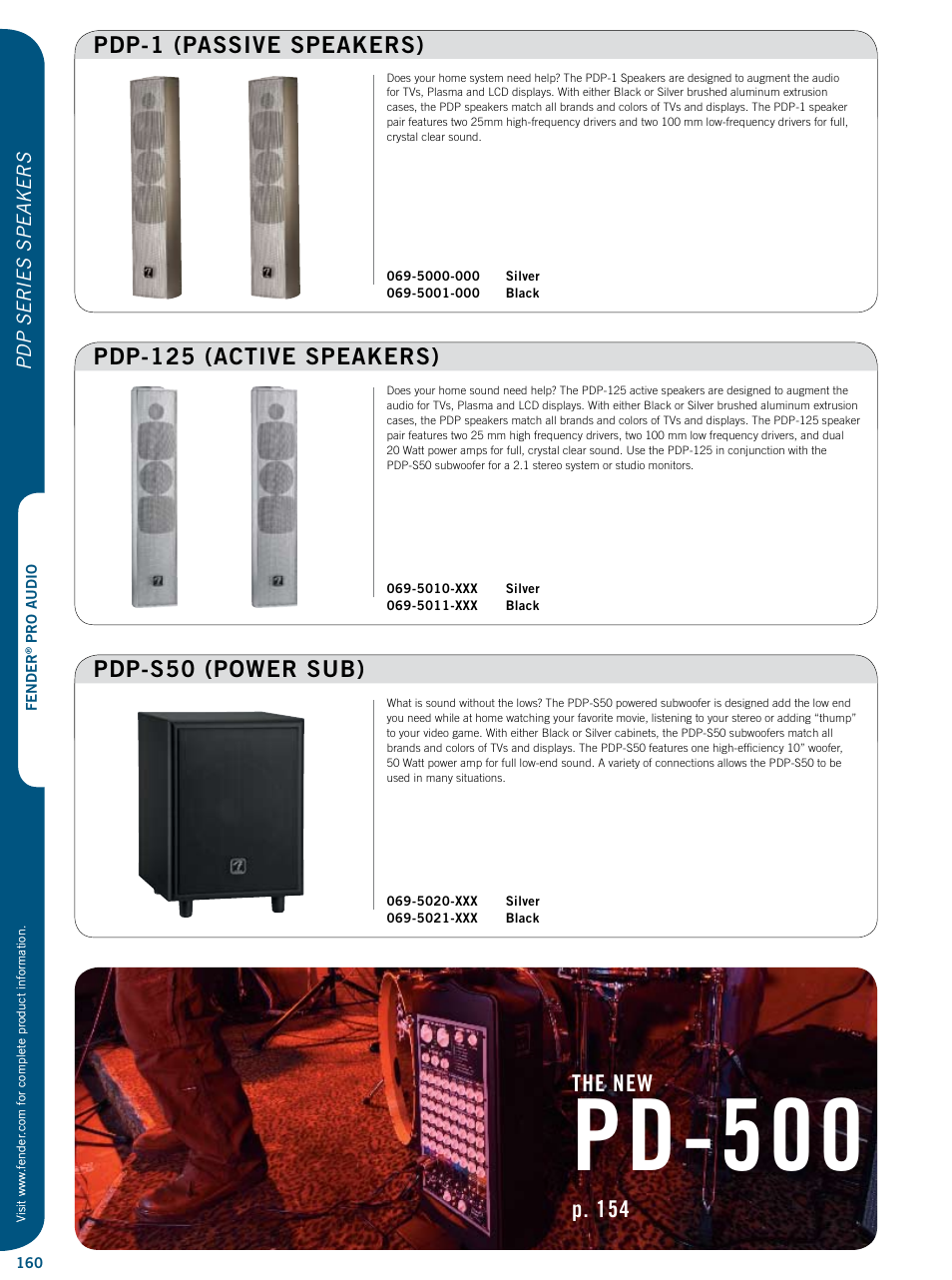 Pd-500, The new, P. 154 | Pdp series speakers | Fender PASSPORT Serie User Manual | Page 7 / 13