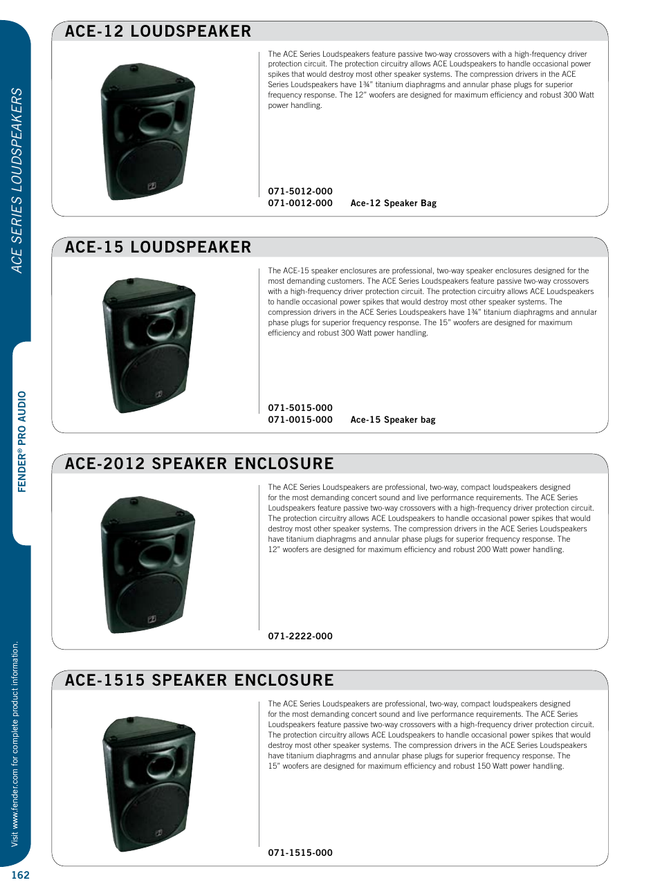 Ace series loudspeakers | Fender PASSPORT Serie User Manual | Page 9 / 13