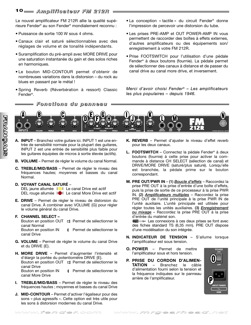 Fender FM 212R User Manual | Page 10 / 20