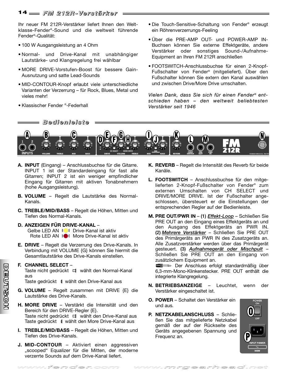 Fender FM 212R User Manual | Page 14 / 20