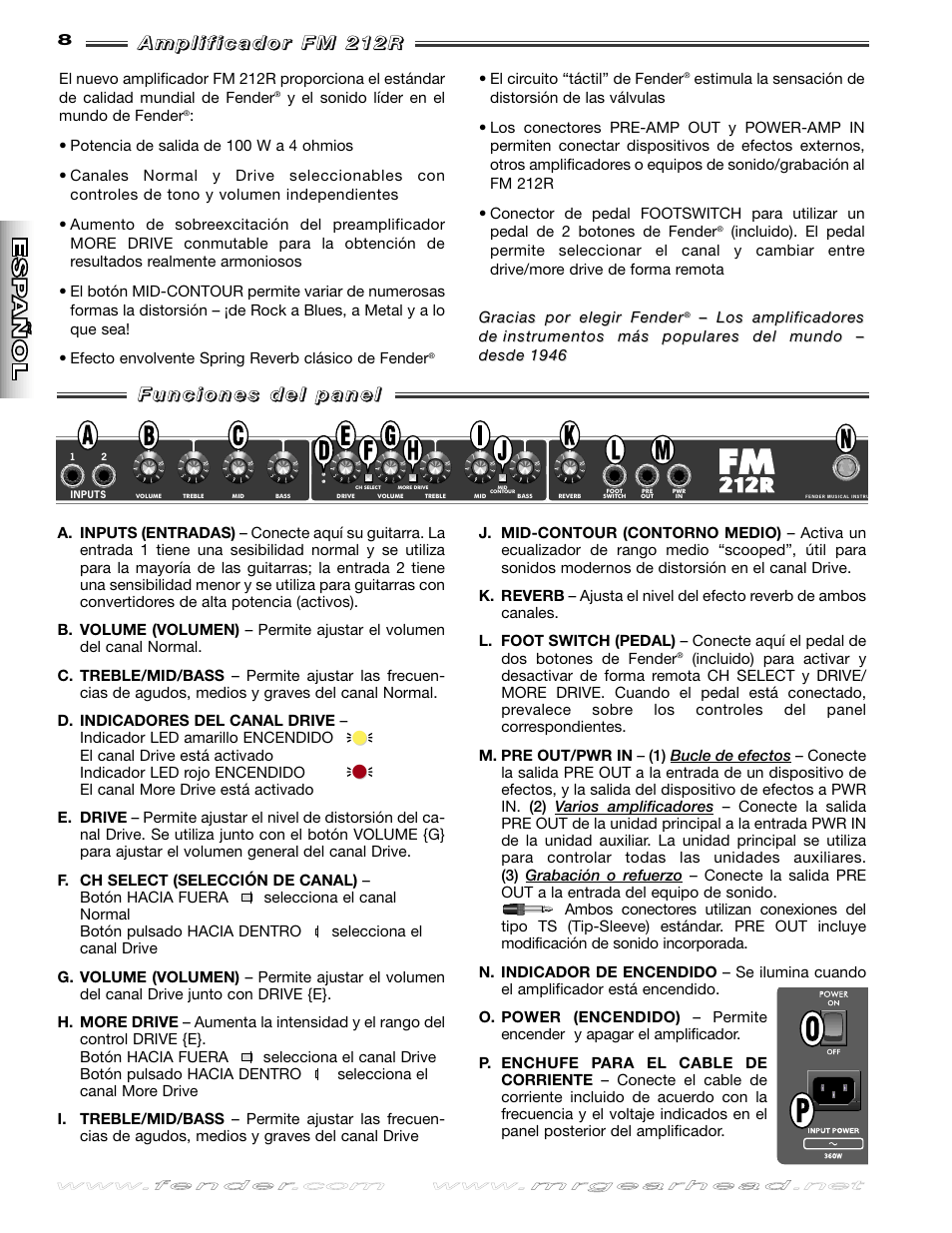 Fender FM 212R User Manual | Page 8 / 20