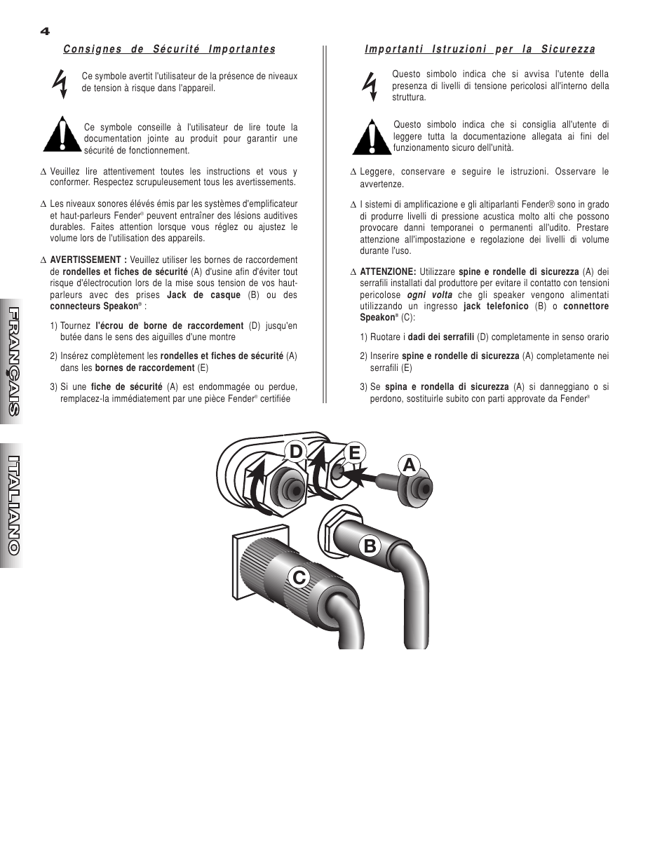 Ed a b c | Fender 210 Pro User Manual | Page 4 / 12