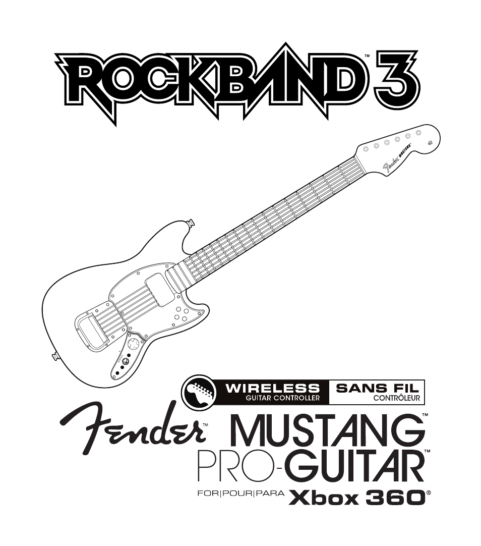 Rock Band Wireless Fender Mustang PRO-Guitar Controller Rock Band 3-Xbox 360 User Manual | 32 pages