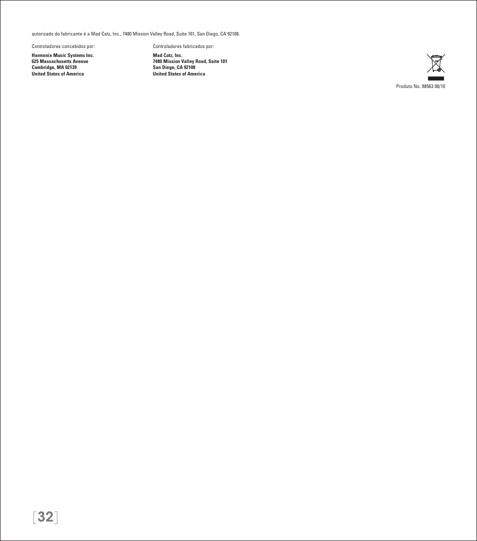Rock Band Wireless Fender Mustang PRO-Guitar Controller Rock Band 3-Xbox 360 User Manual | Page 32 / 32