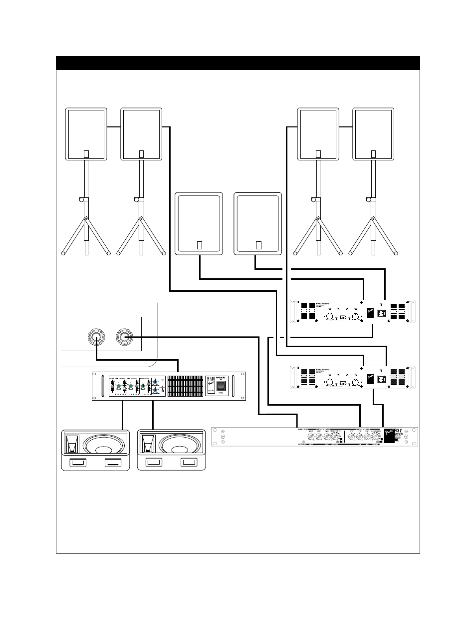 Unpowered mixer, Multiple speakers in bi-amped system with monitors, Subwoofers | Pcn-2 electronic crossover | Fender CS-18 Subwoofer User Manual | Page 7 / 8