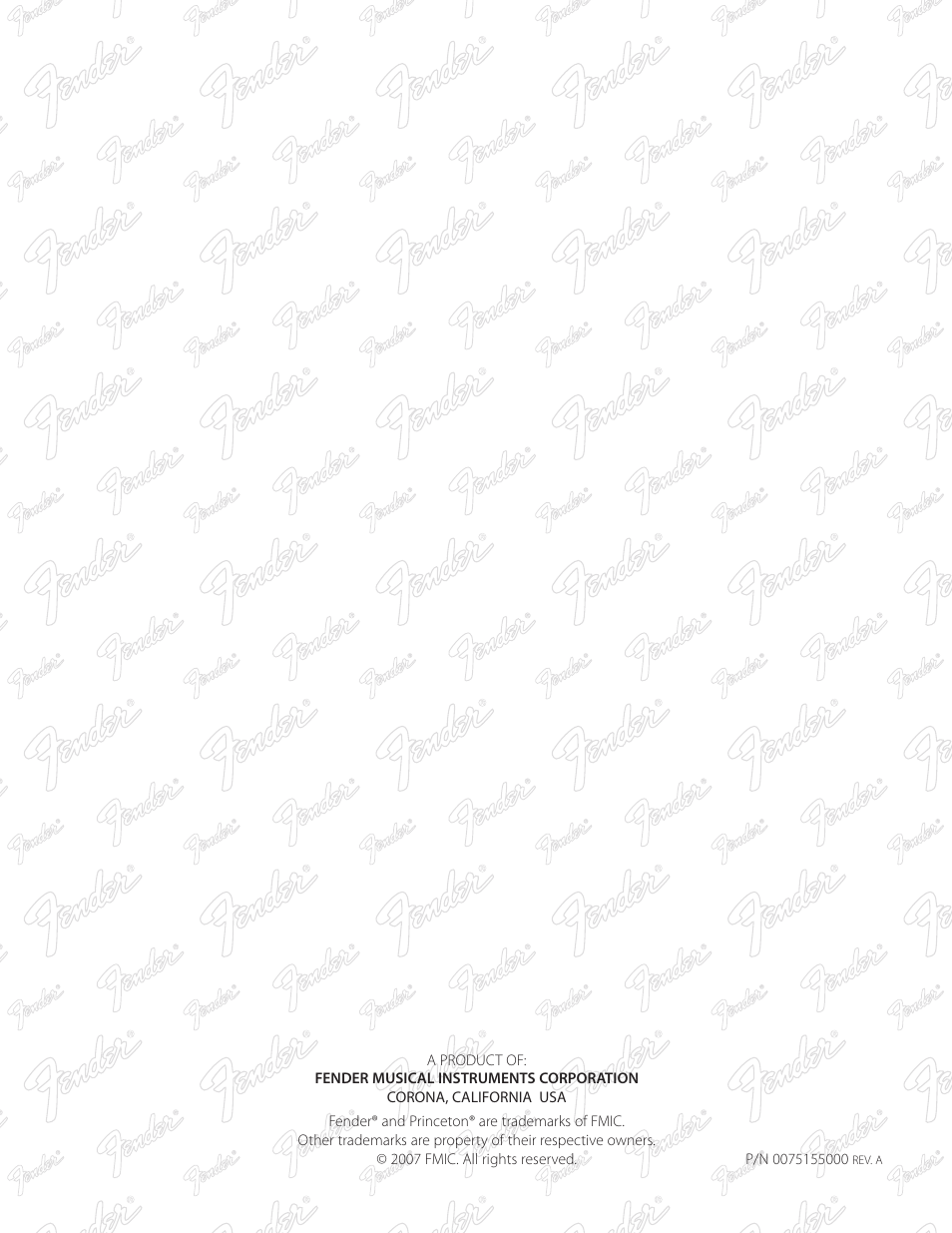 Fender Princeton 65 Reverb Amp User Manual | Page 20 / 20