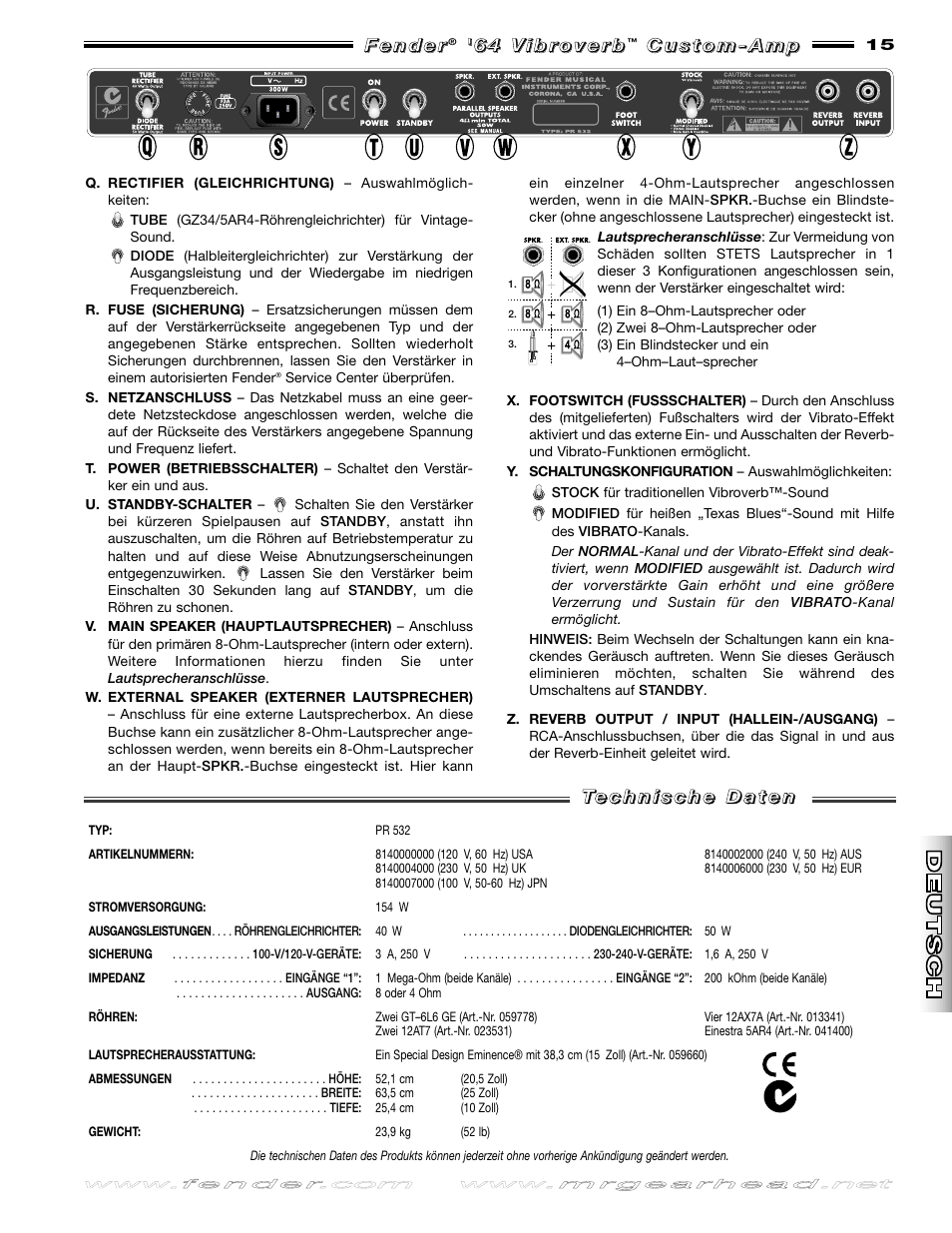 Fender 64 Vibroverb User Manual | Page 15 / 20