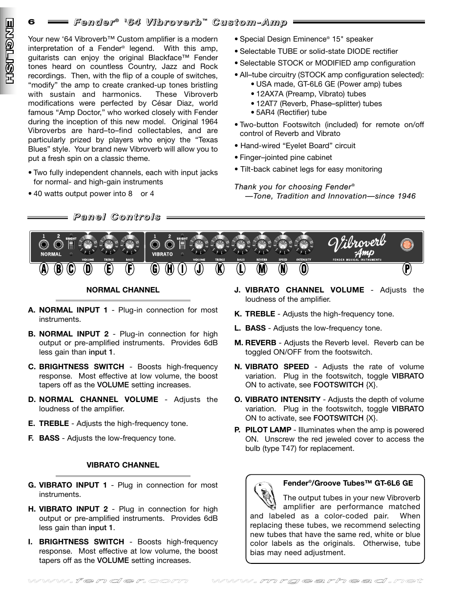 Fender 64 Vibroverb User Manual | Page 6 / 20