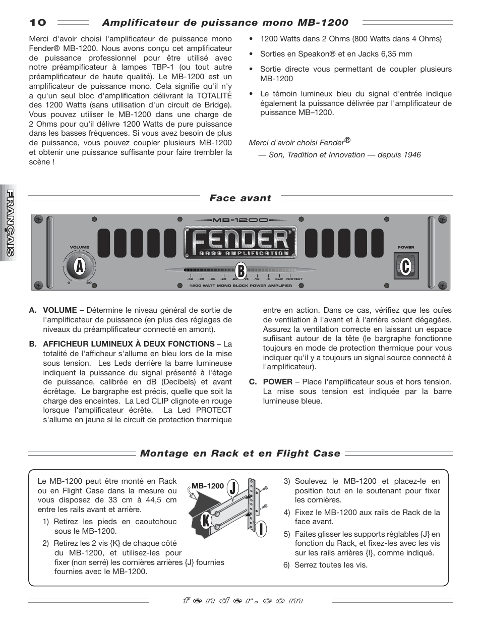 Fender MB-1200 User Manual | Page 10 / 20