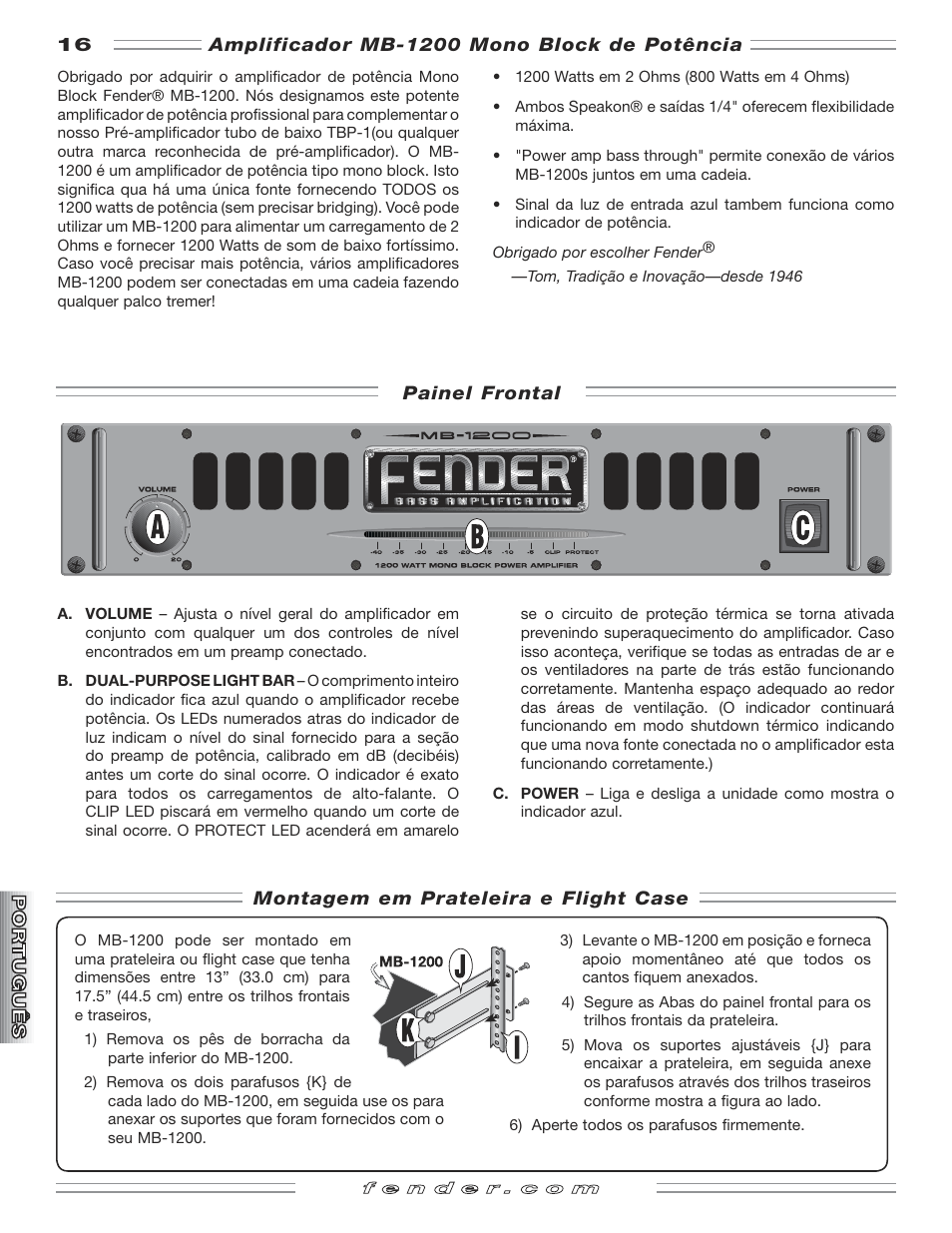 Fender MB-1200 User Manual | Page 16 / 20
