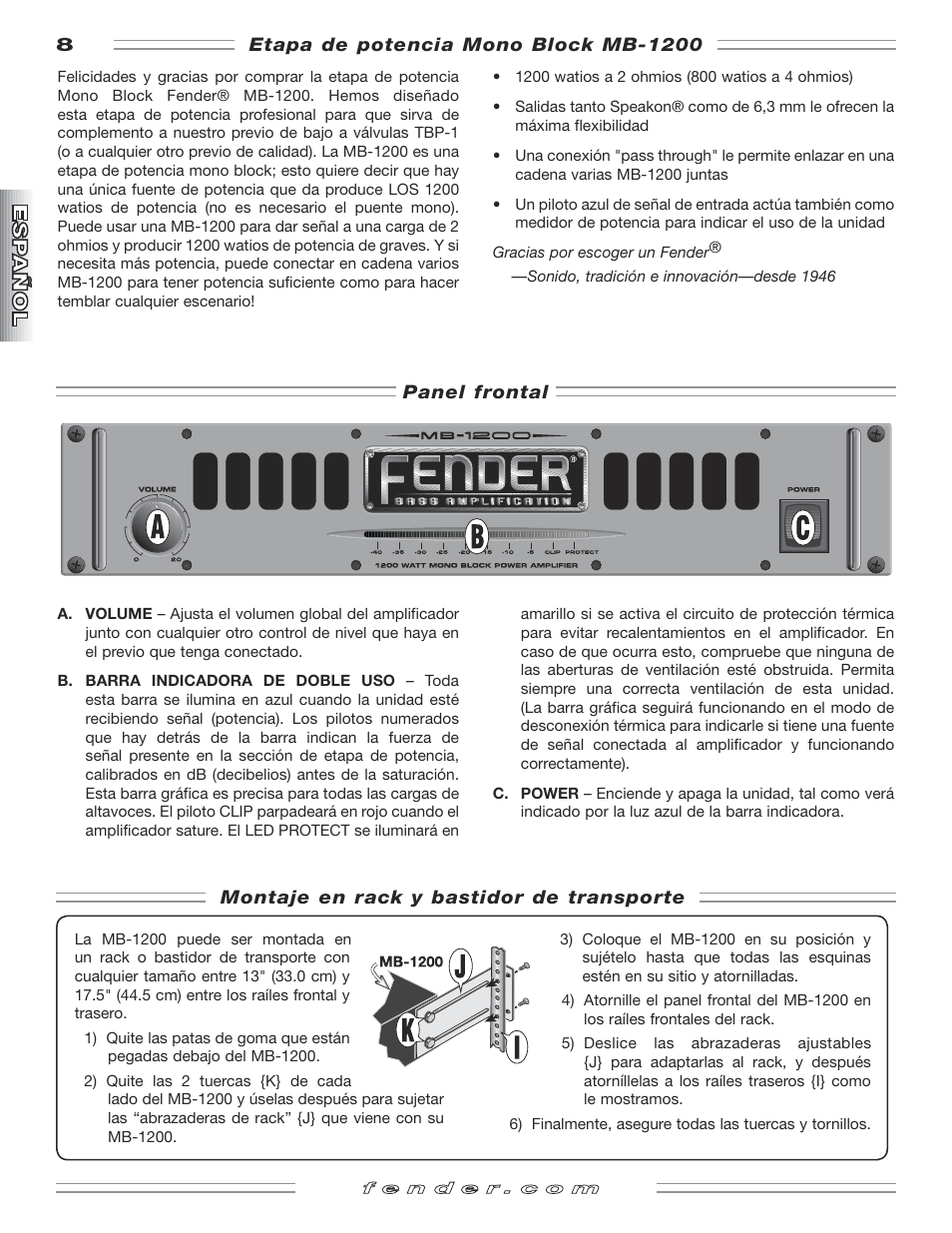 Fender MB-1200 User Manual | Page 8 / 20
