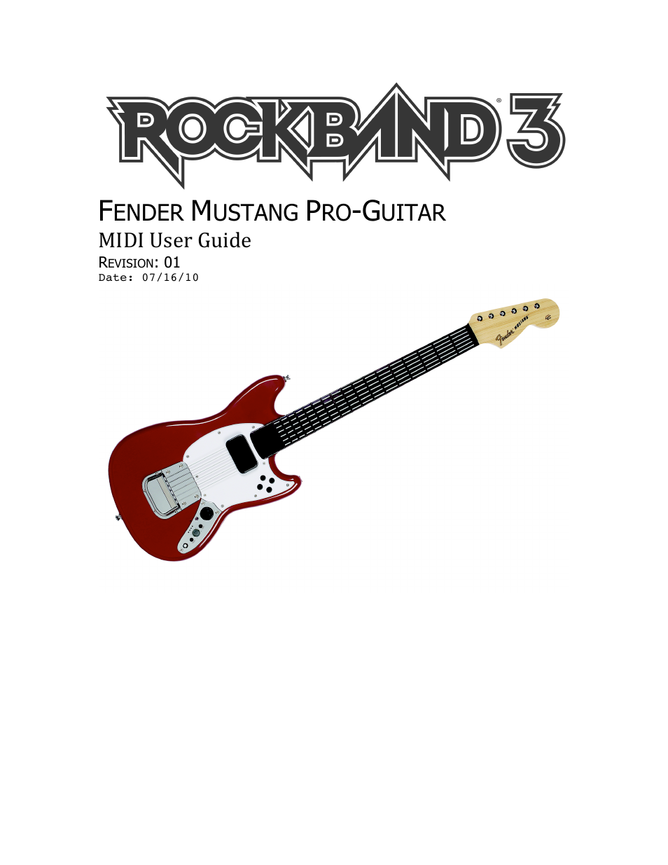 Rock Band Fender Mustang Pro-Guitar Rock Band 3 User Manual | 13 pages