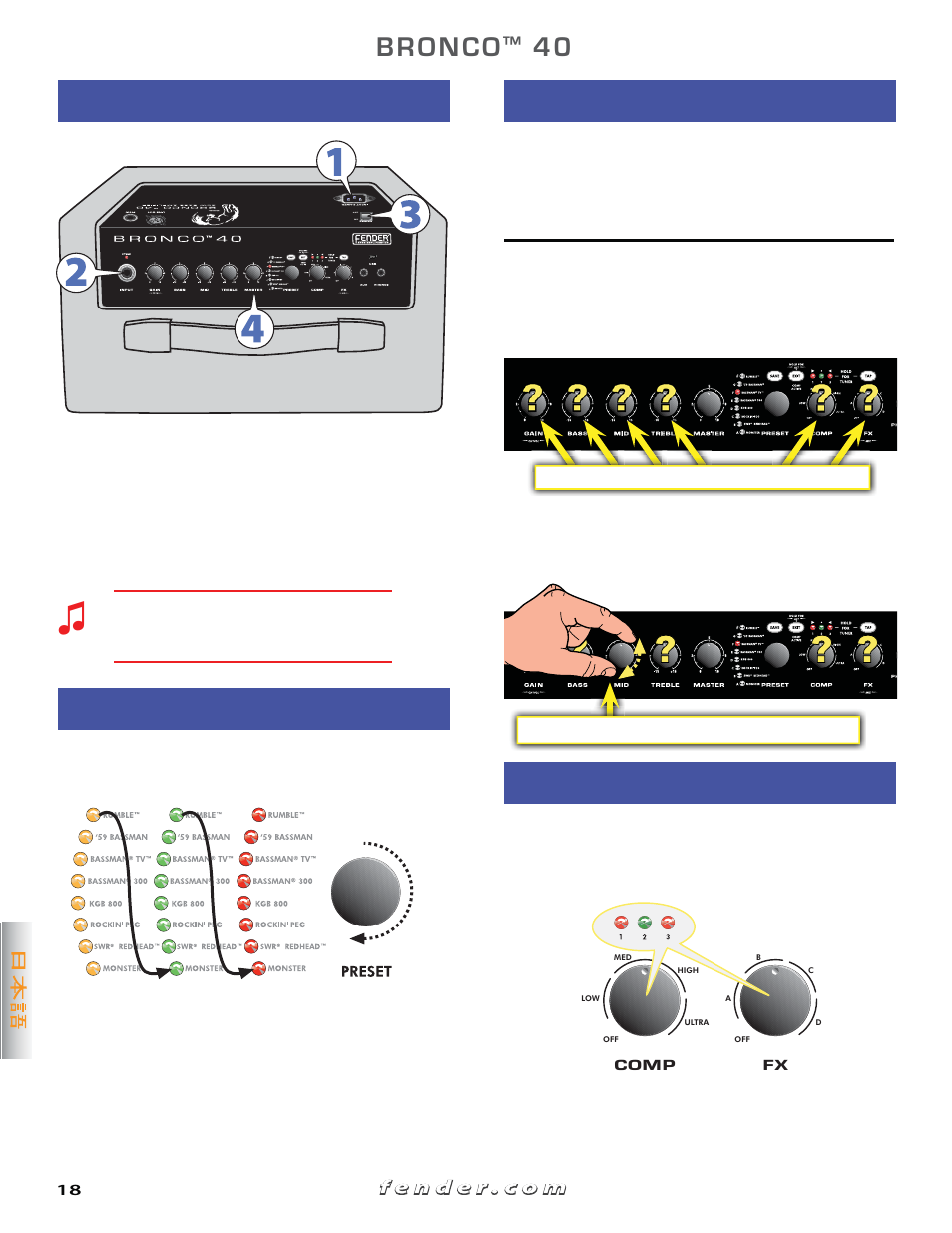 Fender Bronko 40 (Quick start guide) User Manual | Page 18 / 22