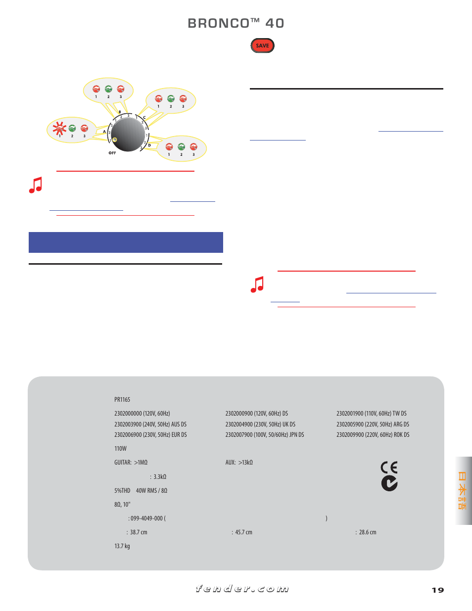 Fender Bronko 40 (Quick start guide) User Manual | Page 19 / 22