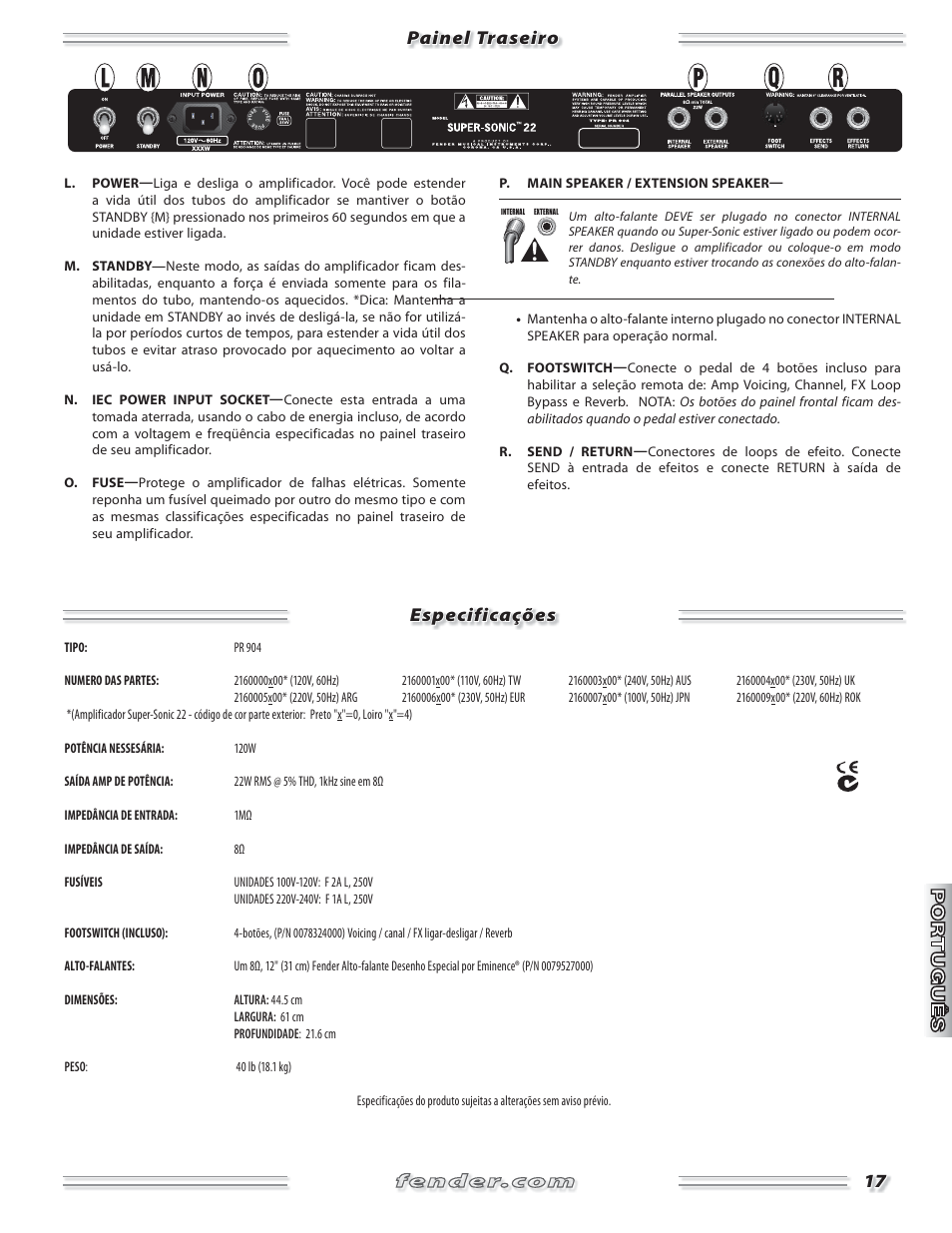 Fender Super Sonic 22 User Manual | Page 17 / 20