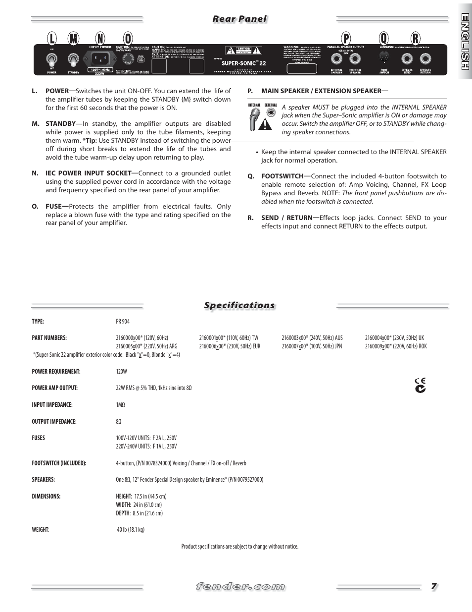 Fender Super Sonic 22 User Manual | Page 7 / 20
