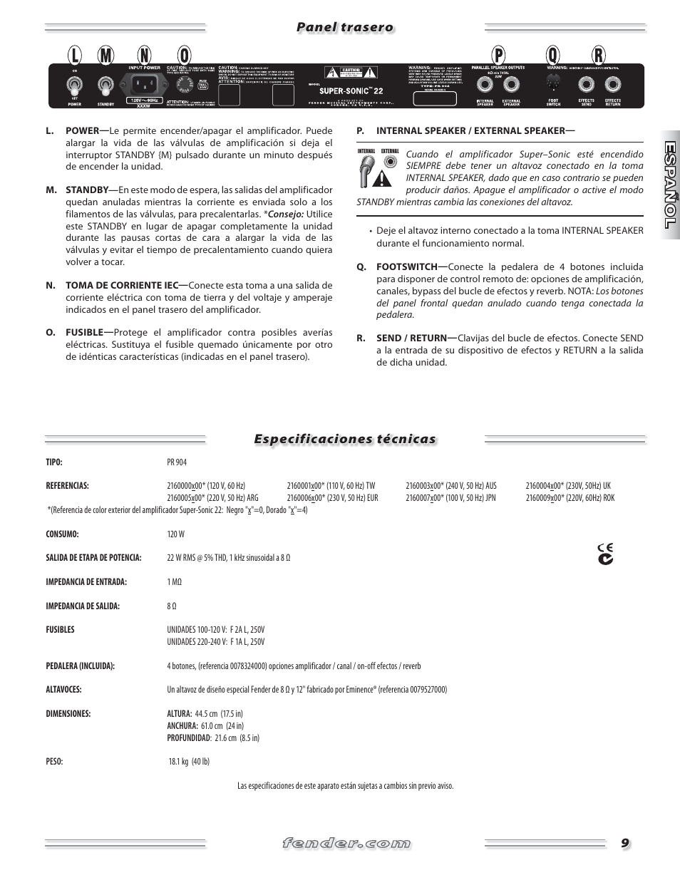 Fender Super Sonic 22 User Manual | Page 9 / 20