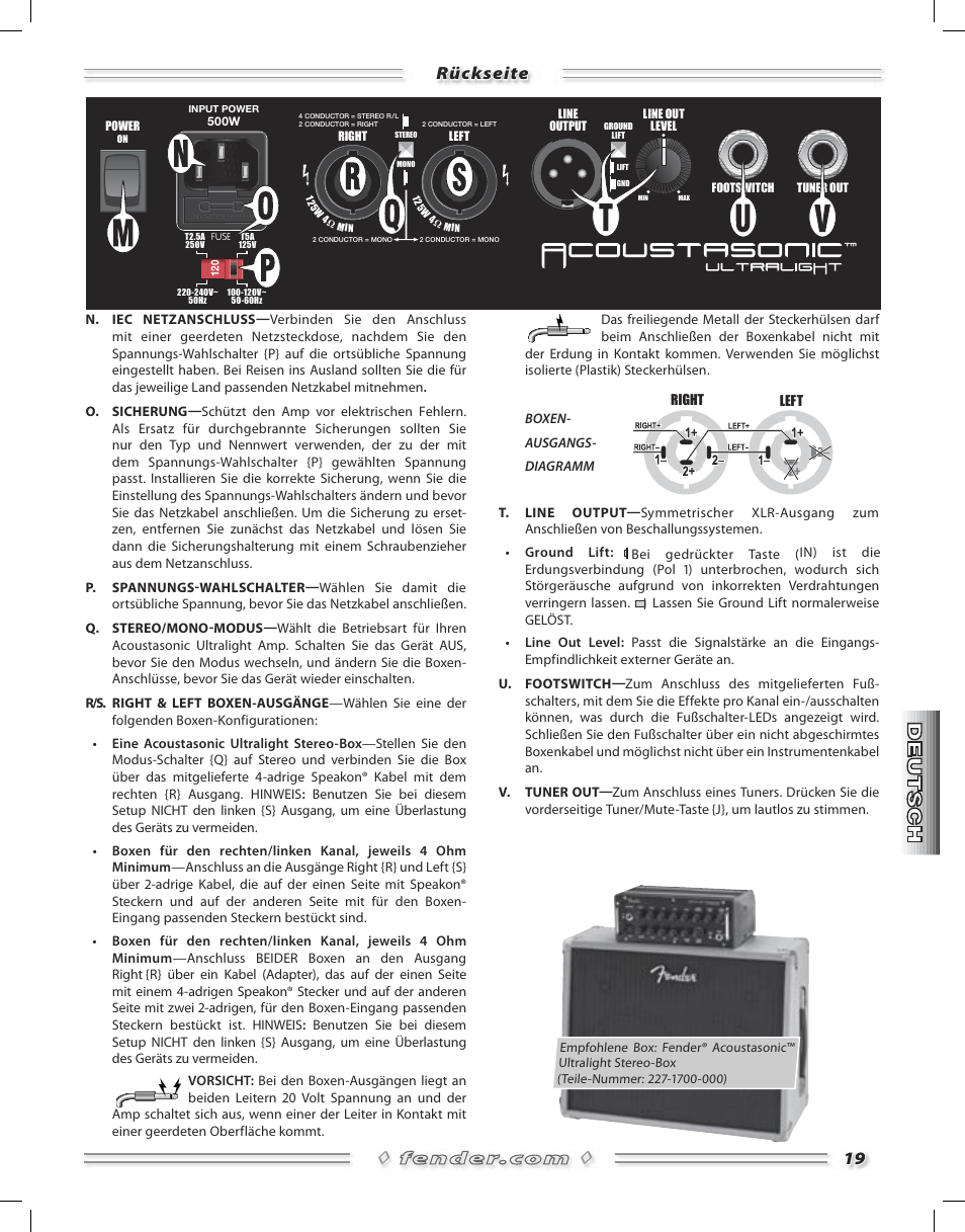 Rückseite 19 | Fender Acoustasonic Ultralight User Manual | Page 19 / 28