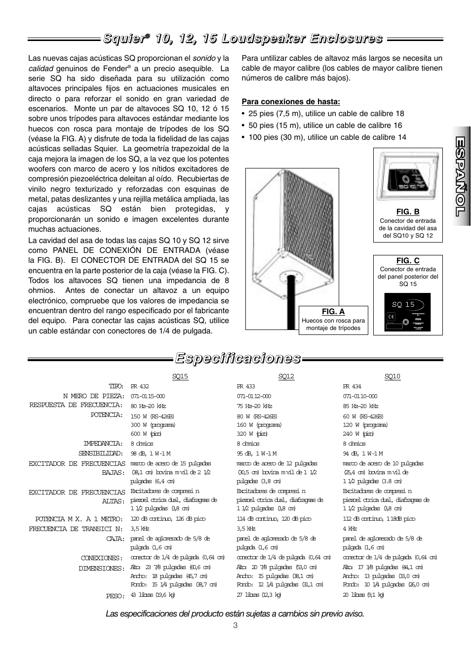 Fender Squier SQ 10 User Manual | Page 3 / 8