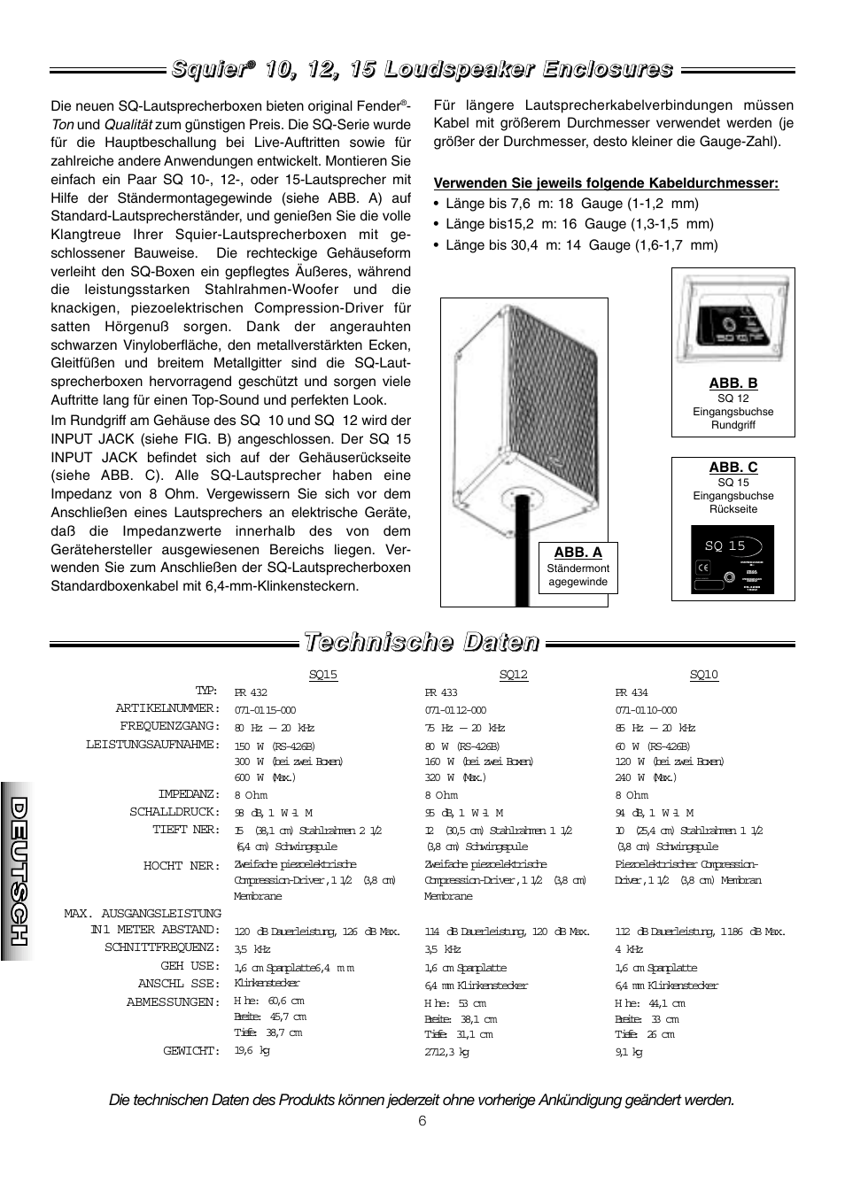 Fender Squier SQ 10 User Manual | Page 6 / 8