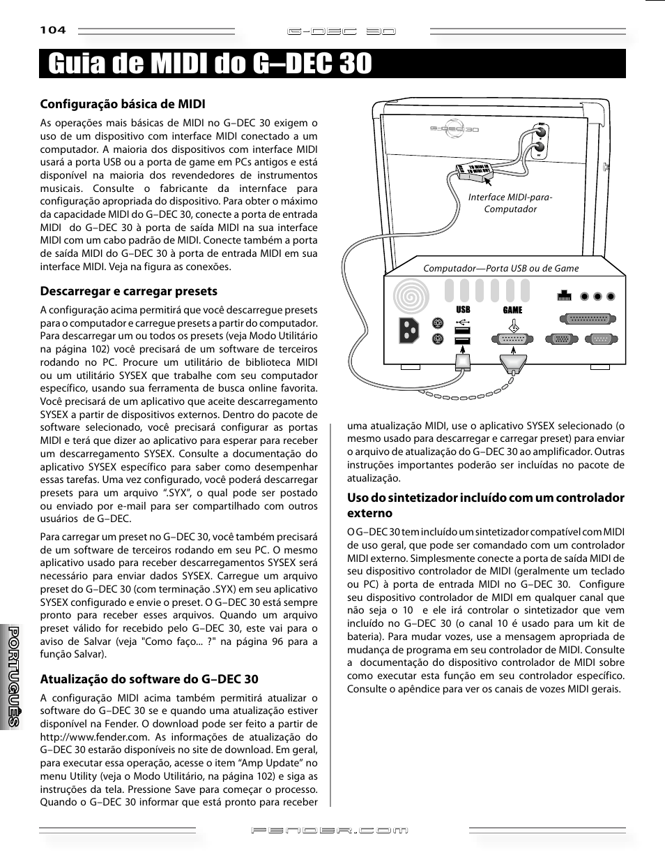 Guia de midi do g–dec 30 | Fender G-DEC 30 User Manual | Page 104 / 128