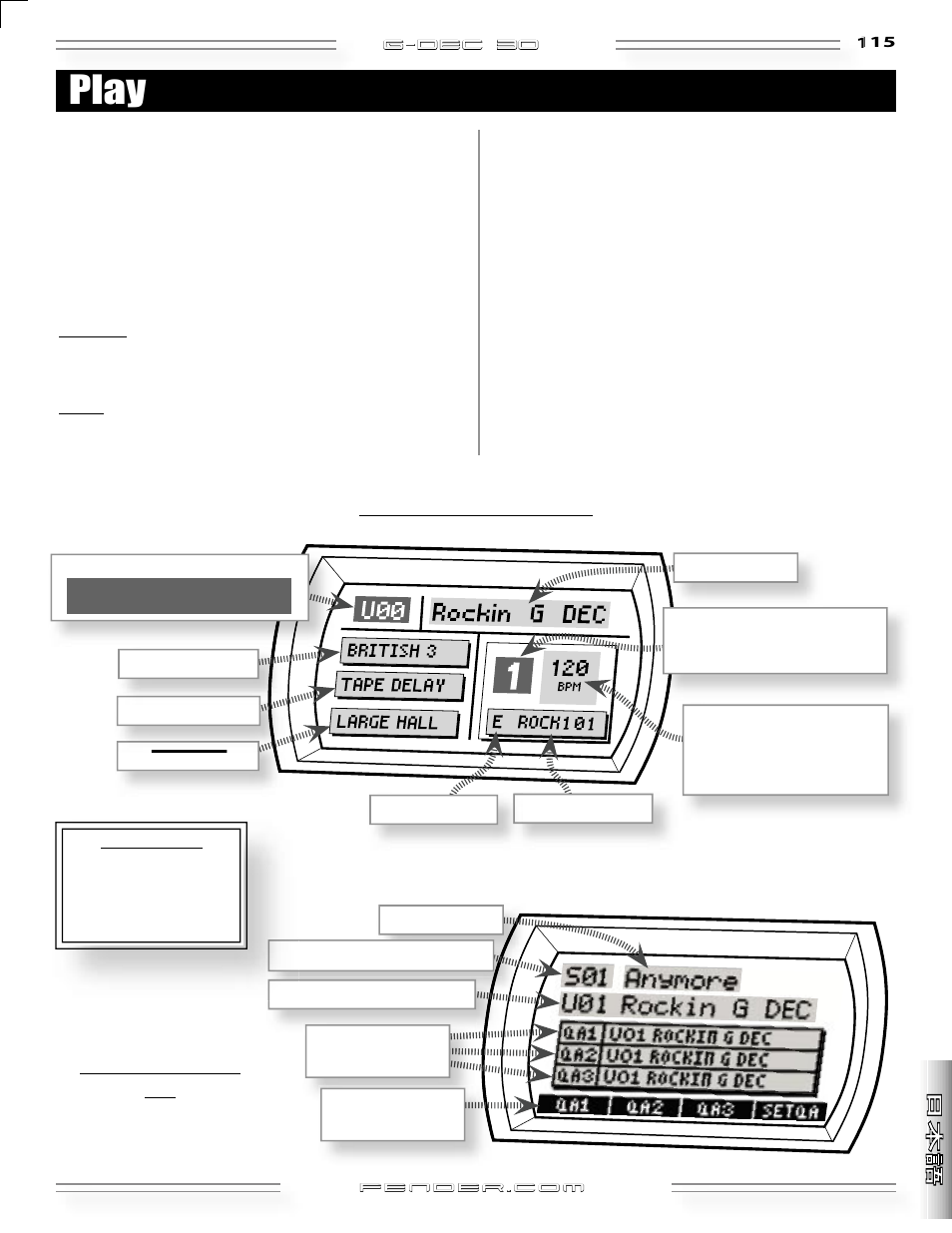 Play | Fender G-DEC 30 User Manual | Page 115 / 128